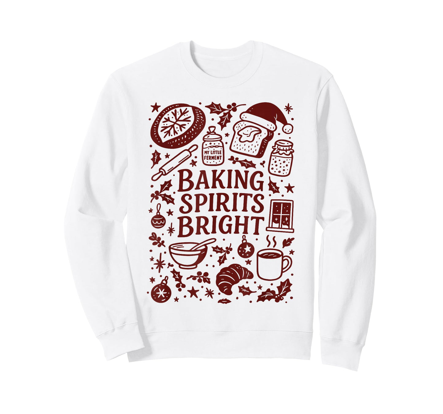 Baking Spirits Bright Sourdough Bread Christmas Doodle T-Shirt