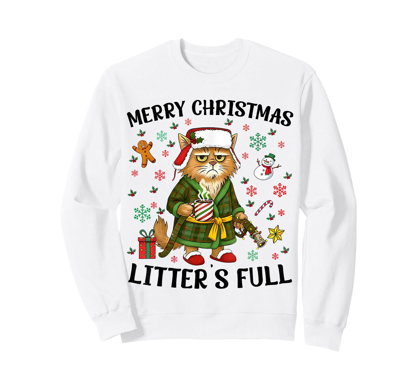 Merry Christmas Litter’s Full Funny Cat Lover T-Shirt