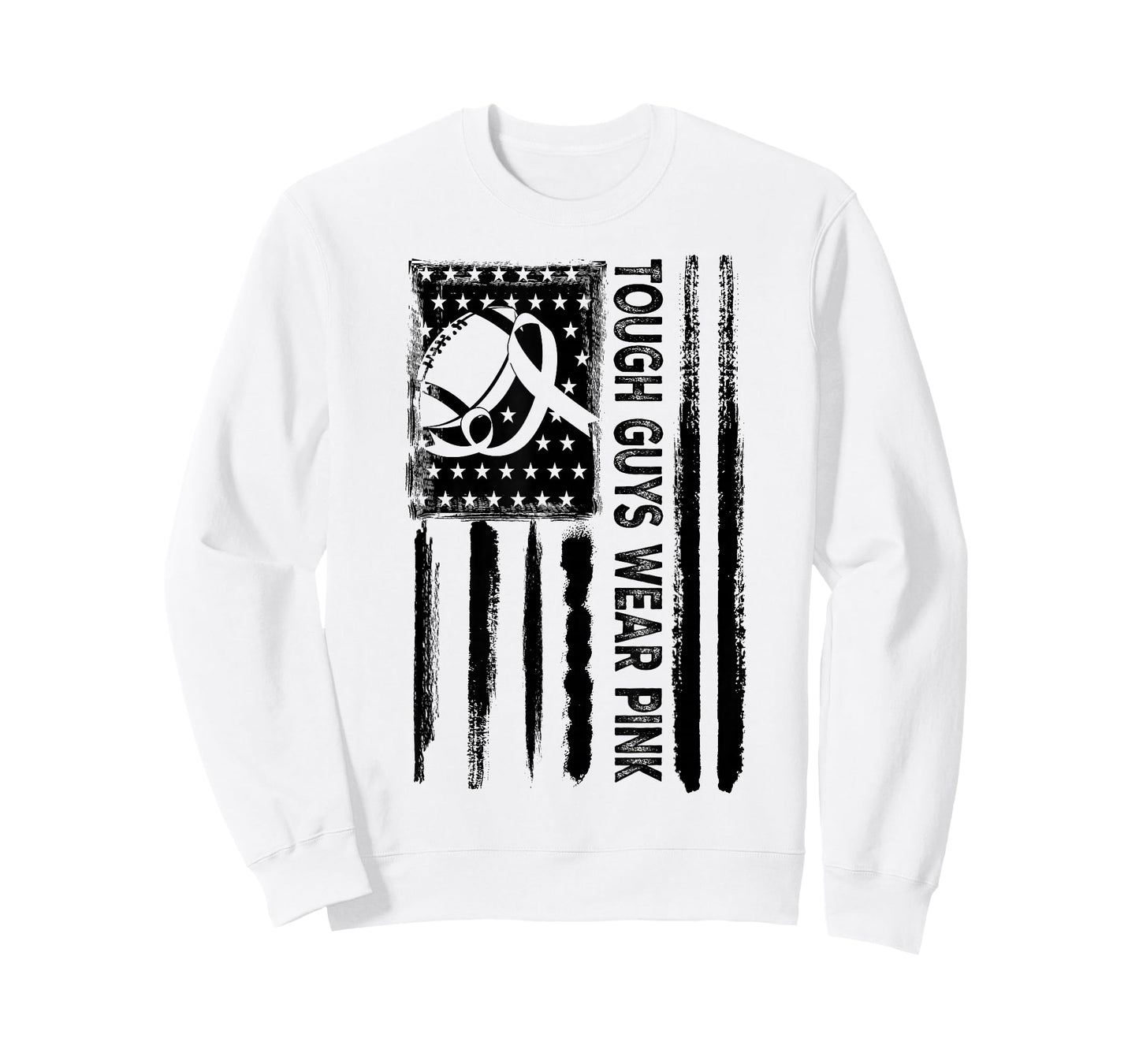 Tough Guys Wear Pink Breast Cancer Football American Flag T-Shirt