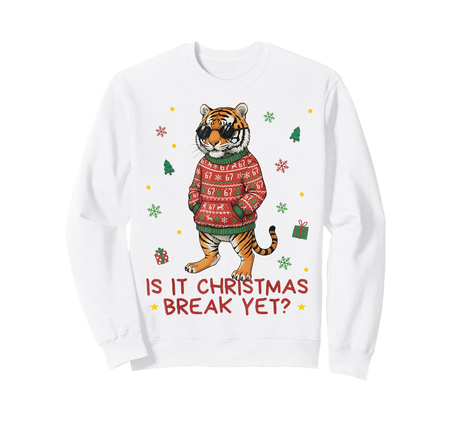 Funny Xmas Holiday is It Christmas Break? Tiger Teacher 67 T-Shirt