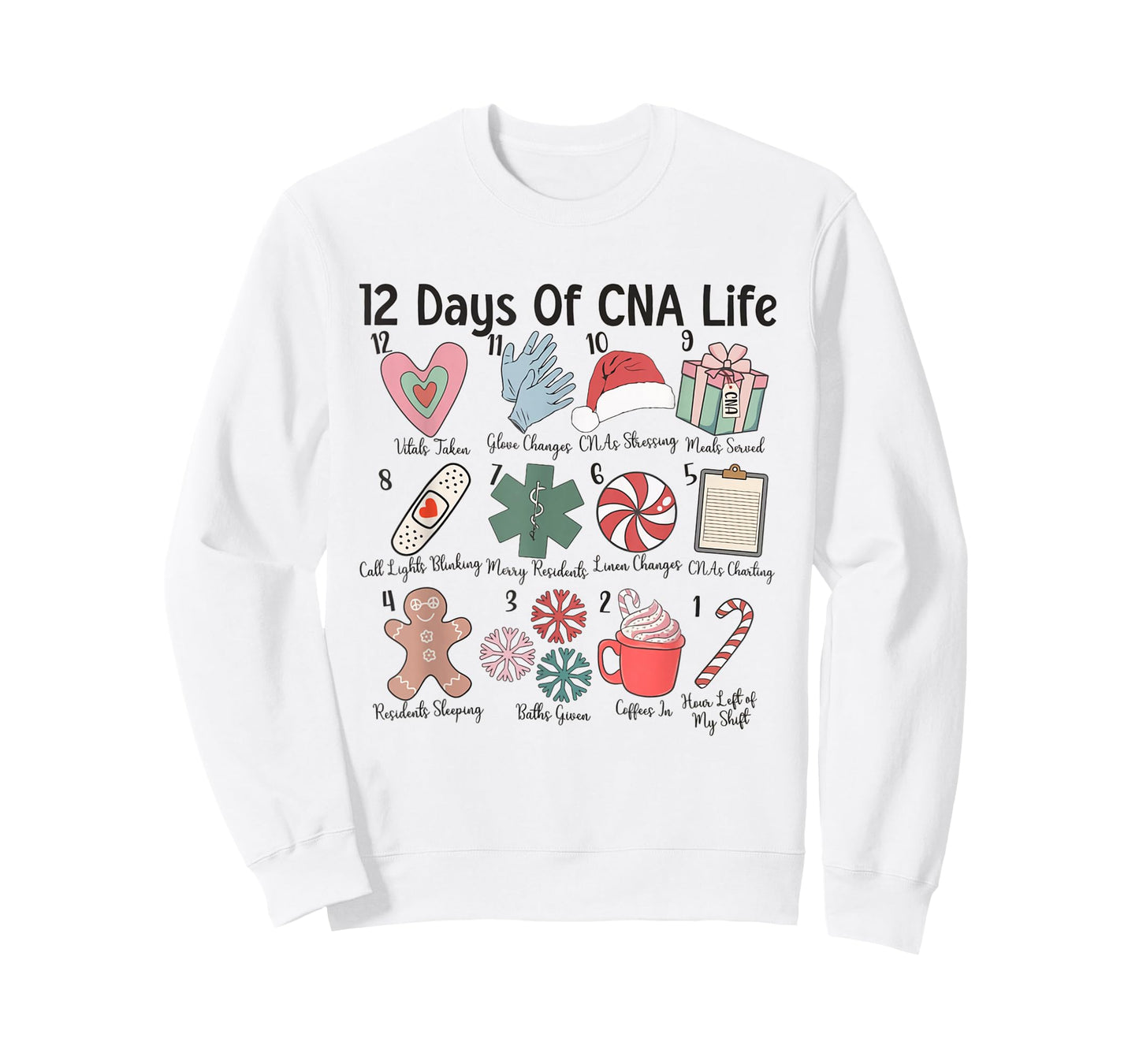 12 Days of CNA Life Certified Nursing Assistant Christmas T-Shirt