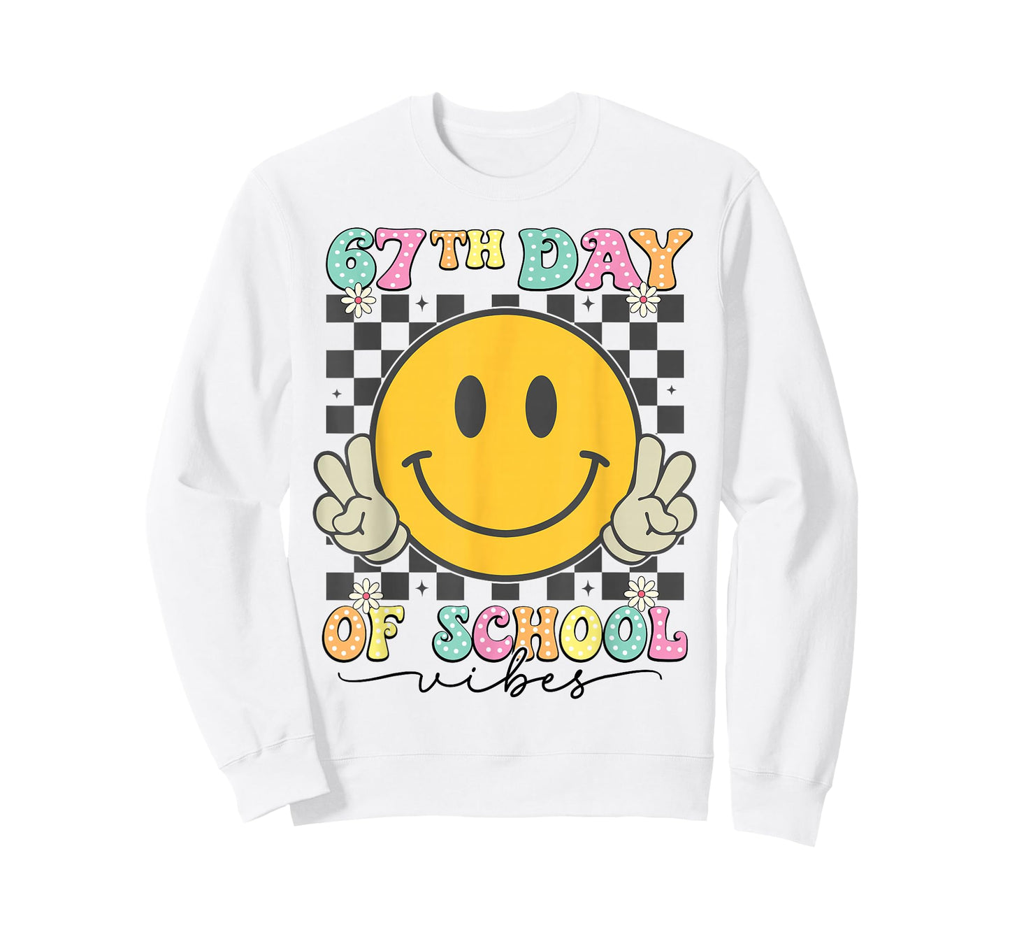 67th Day of School Vibes Groovy 67 Meme Teacher T-Shirt