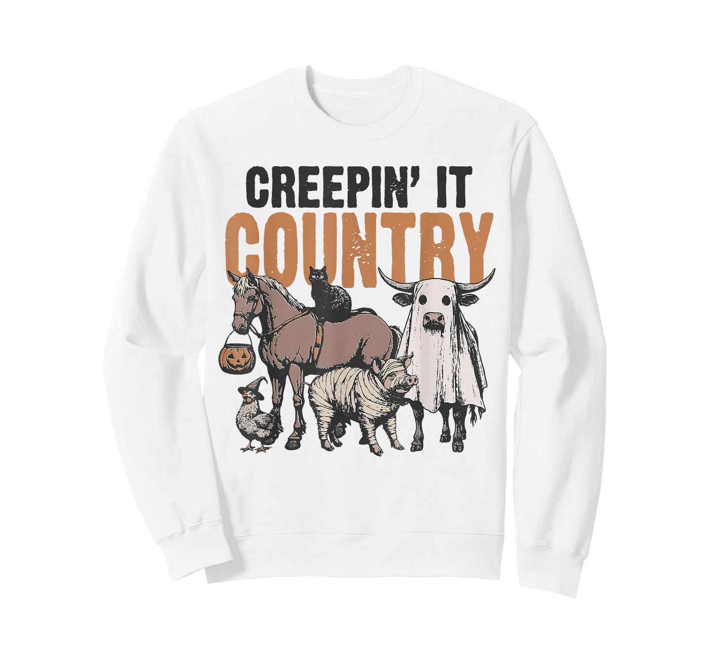 Country Halloween Creepin' It Country Farm Animals Farmers T-Shirt