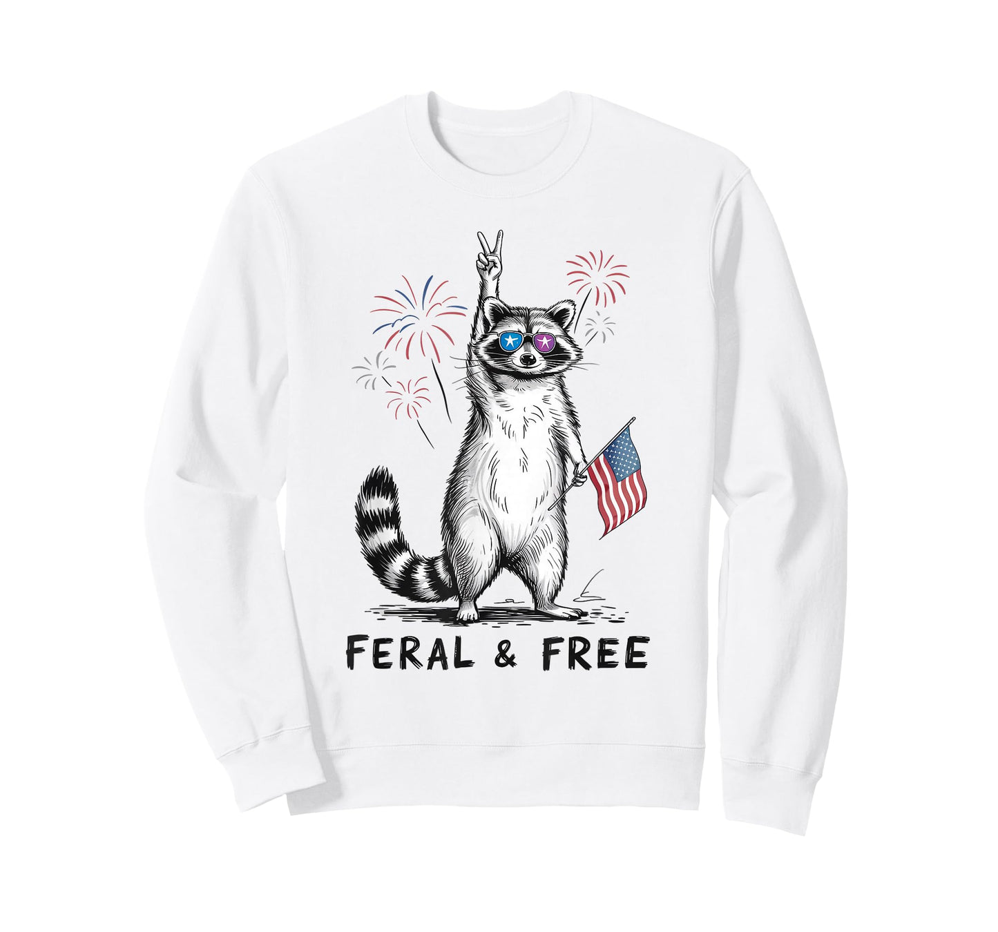 Feral and Free Raccoon 4th of July USA American Pride T-Shirt