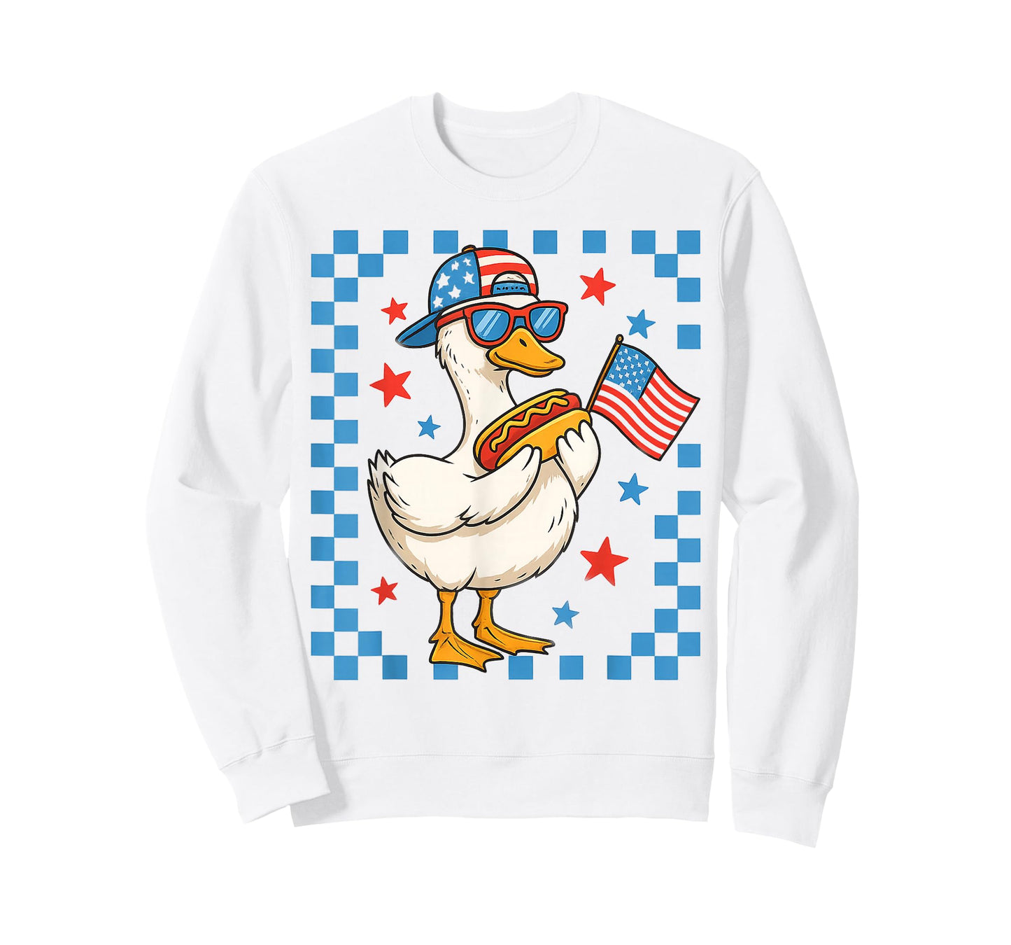 Funny Patriotic Duck USA Flag Hot Dog 4th of July Kids Boys T-Shirt