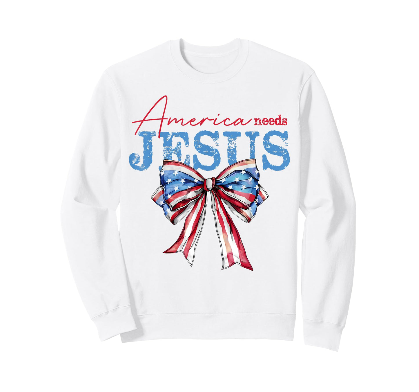 America Needs Jesus Christian USA Flag Coquette 4th of July T-Shirt