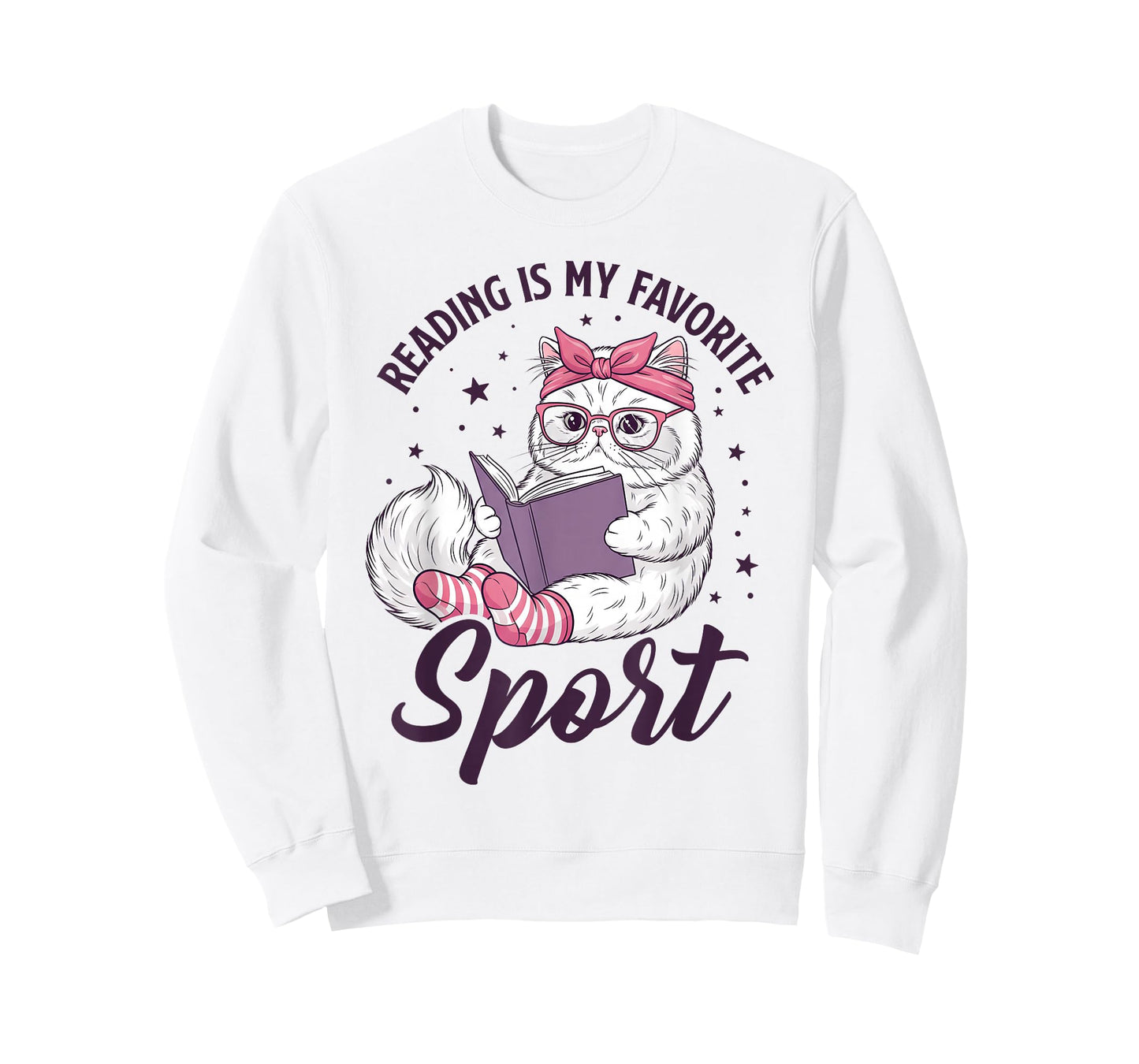 Reading is My Favorite Sport Funny Saying Cat and Book Lover T-Shirt