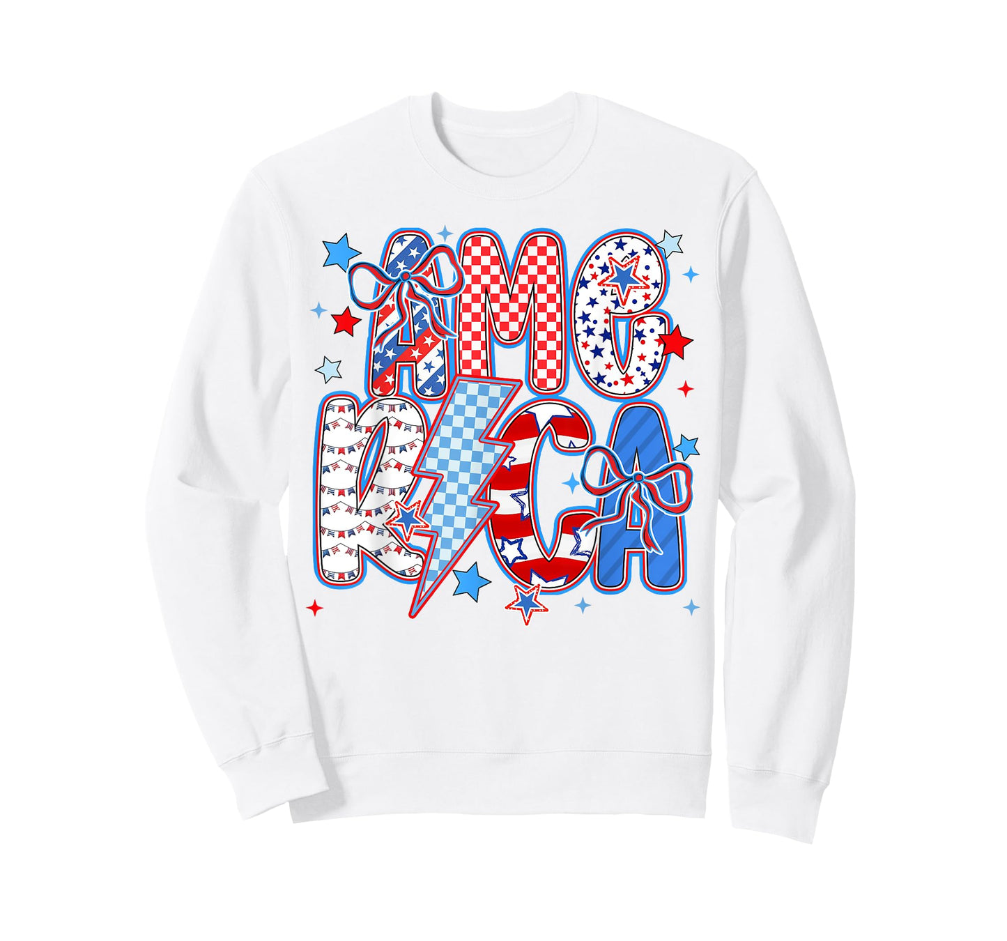 Retro America Flag Coquette 4th of July Checkered Patriotic T-Shirt
