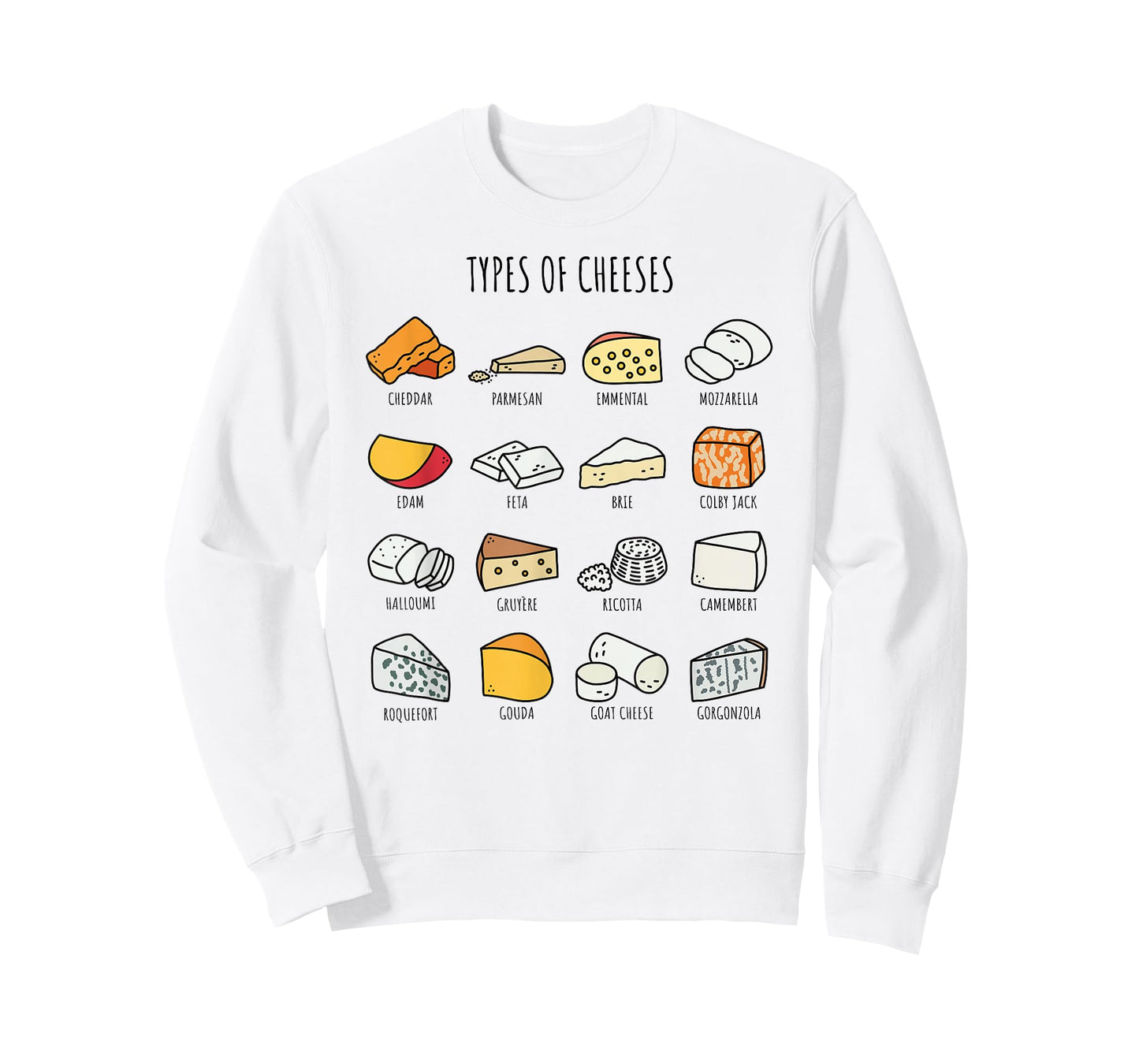 Cute Cheese Types Funny Dairy Food Lover T-Shirt
