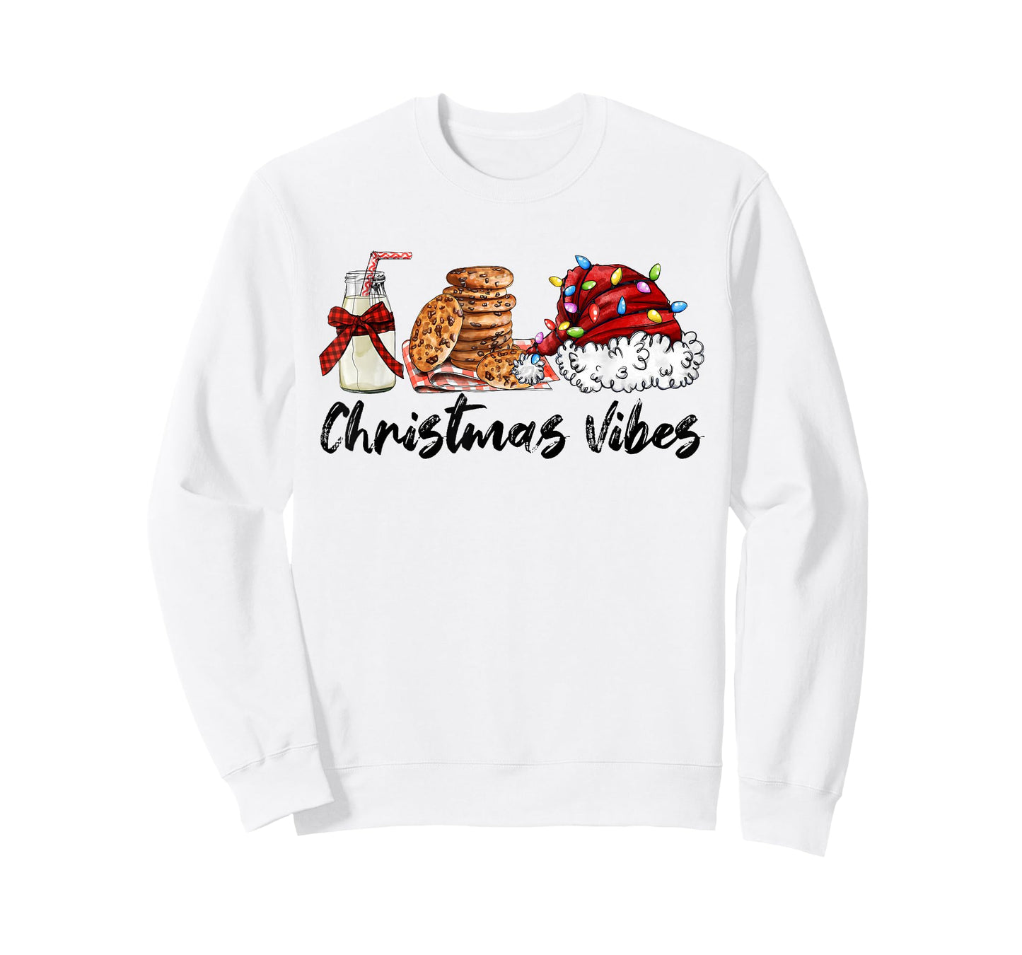 Christmas Vibes Santa Milk and Cookies Xmas Lights T-Shirt