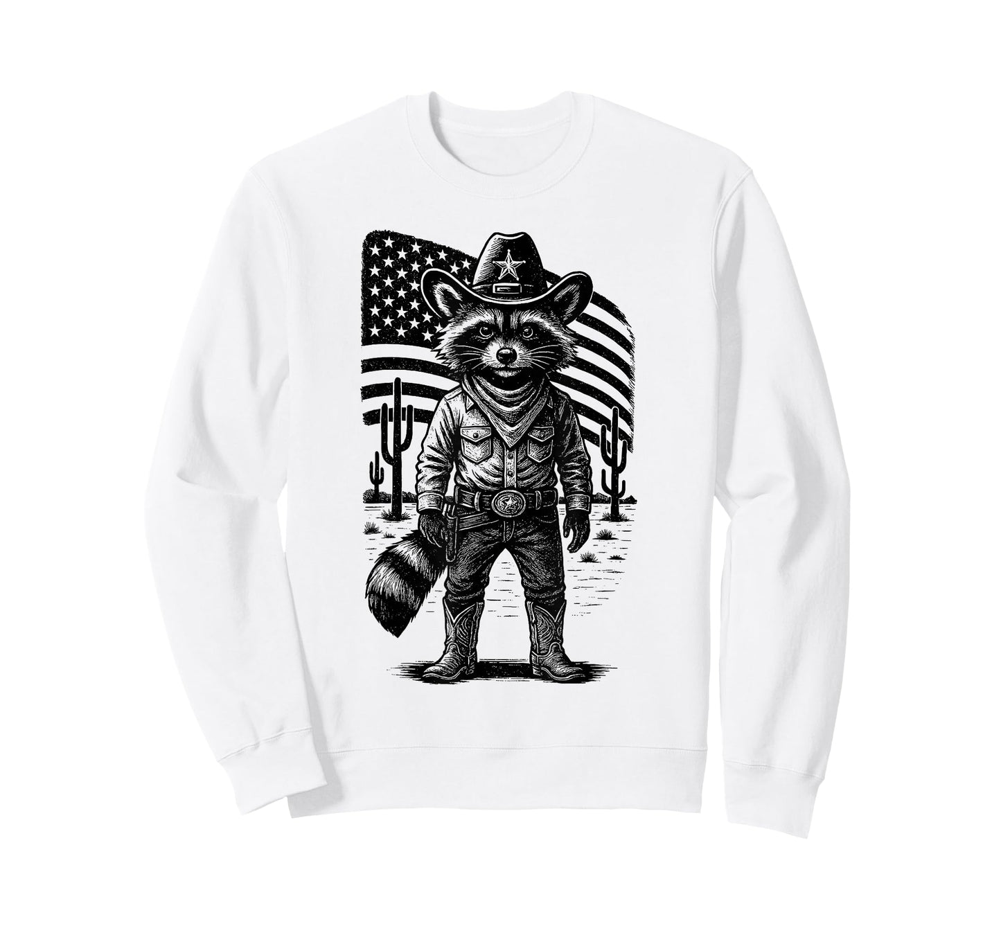 Vintage Raccoon Cowboy | Trash Panda USA Western Country T-Shirt