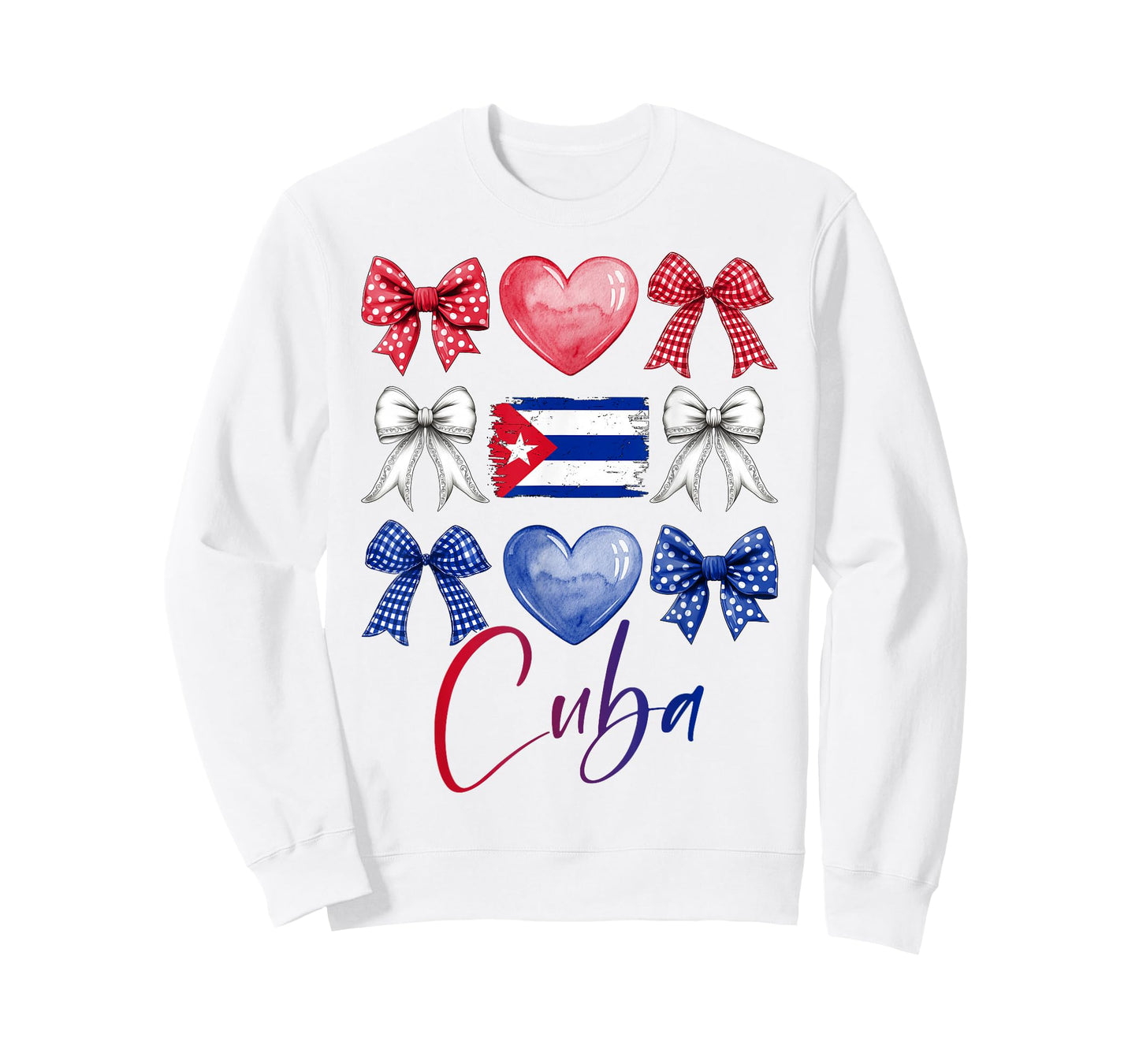 Cute Cuba Hispanic Heritage Month Bow Cuban Flag Girls Women T-Shirt