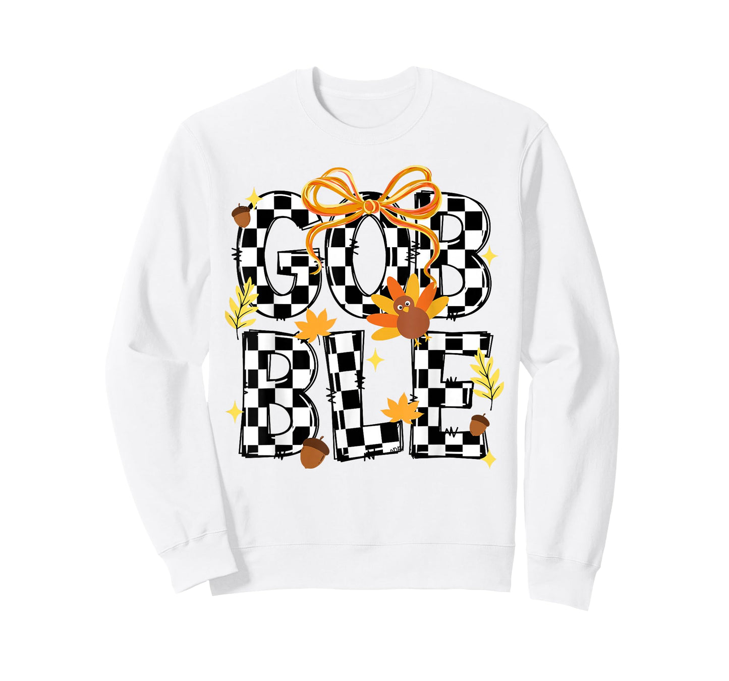 Happy Thanksgiving Gobble Coquette Checkered Turkey Fall Kid T-Shirt