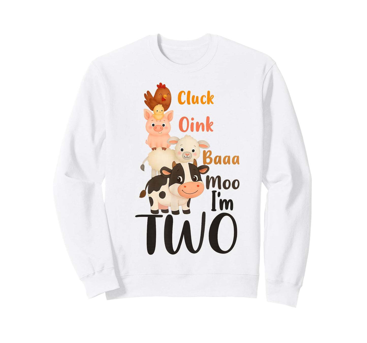 Cluck Oink Baa Moo I'm Two Farm Theme Birthday Funny T-Shirt