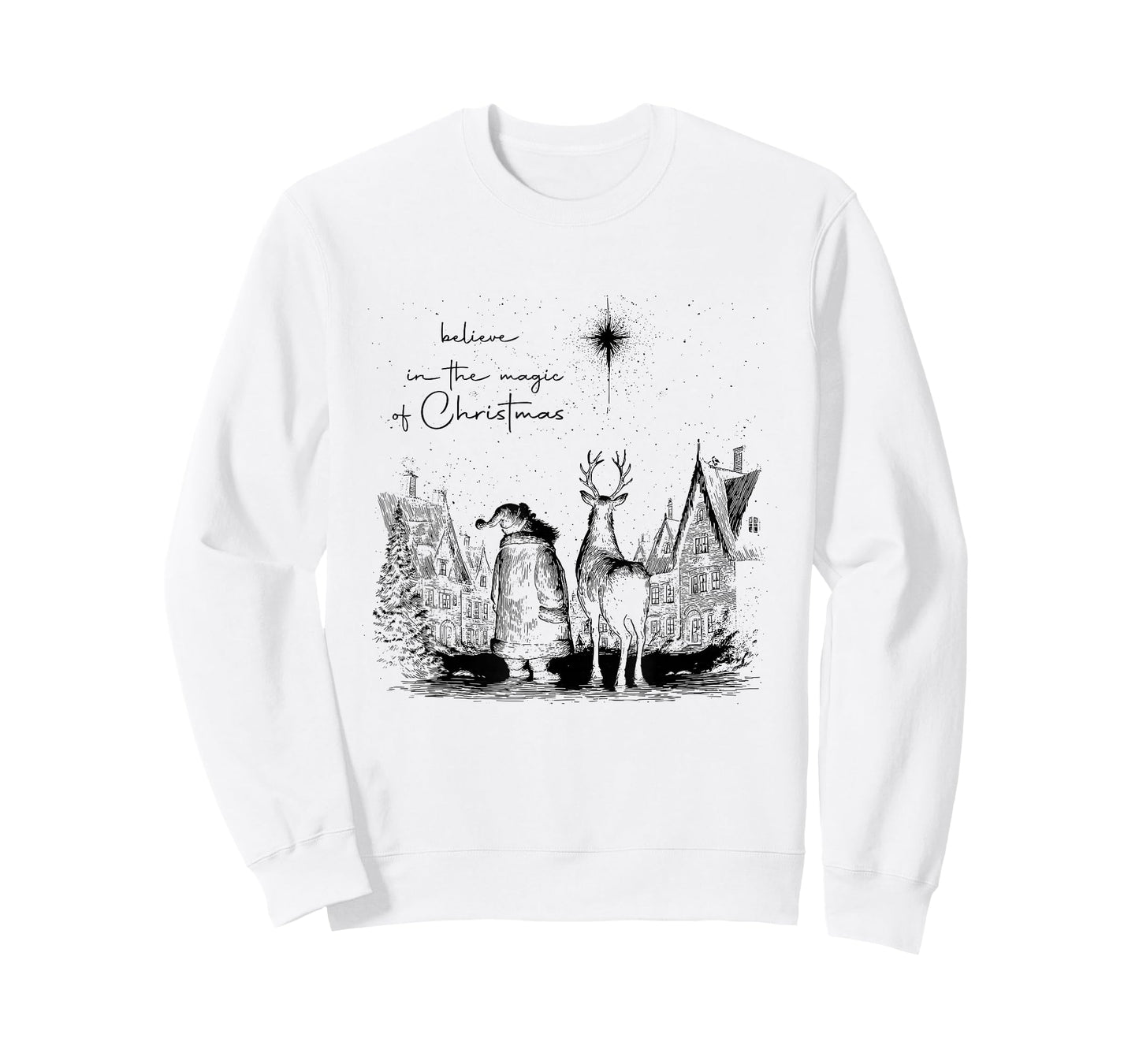 Believe in The Magic of Christmas Santa Reindeer Xmas Pajama T-Shirt