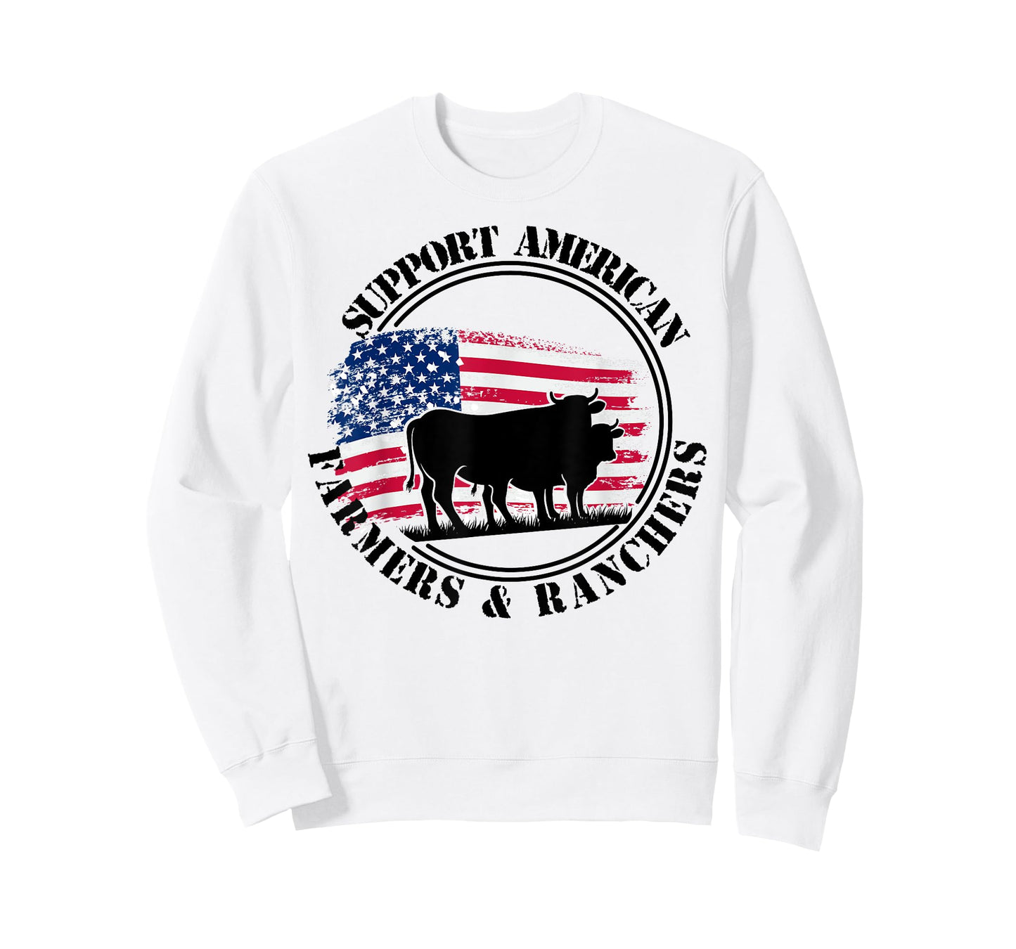 American Flag Patriotic Support American Farmers & Ranchers Women Men T-Shirt