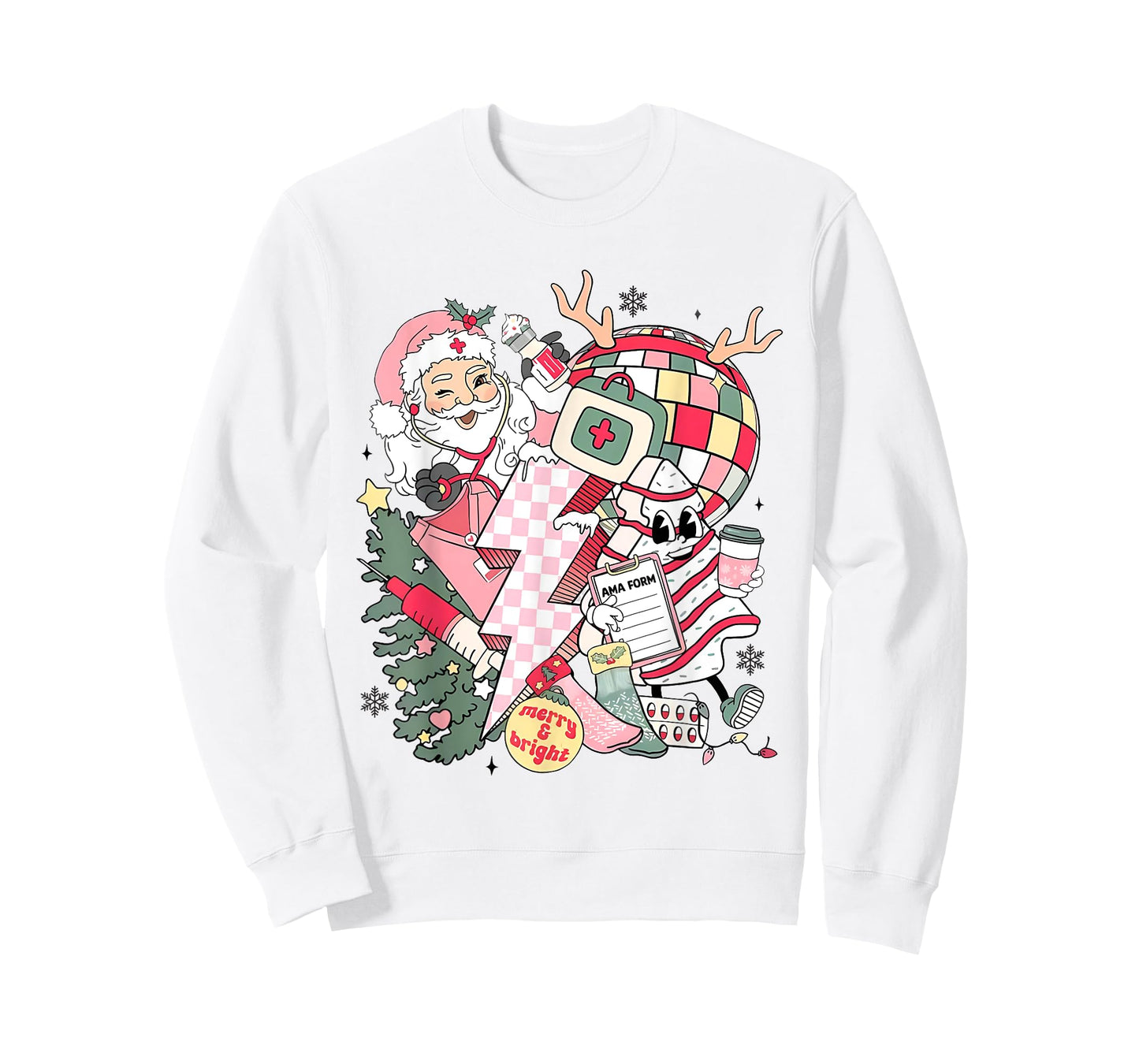 Christmas Santa Nurse Disco Ball Rn CNA Icu Med Surg Picu T-Shirt