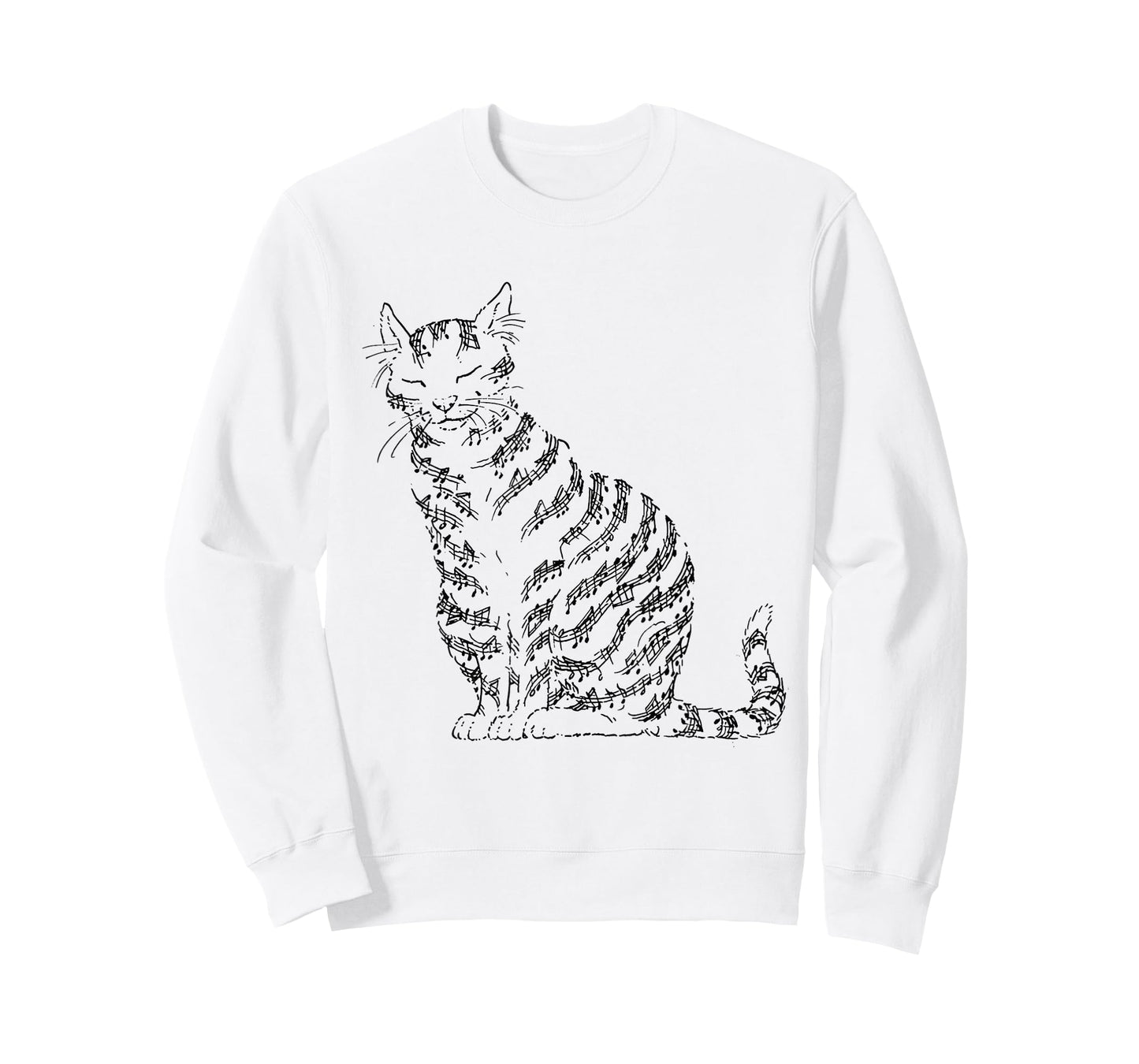 Cute Cat Kitty Playing Music Note Clef Musician Art T-Shirt