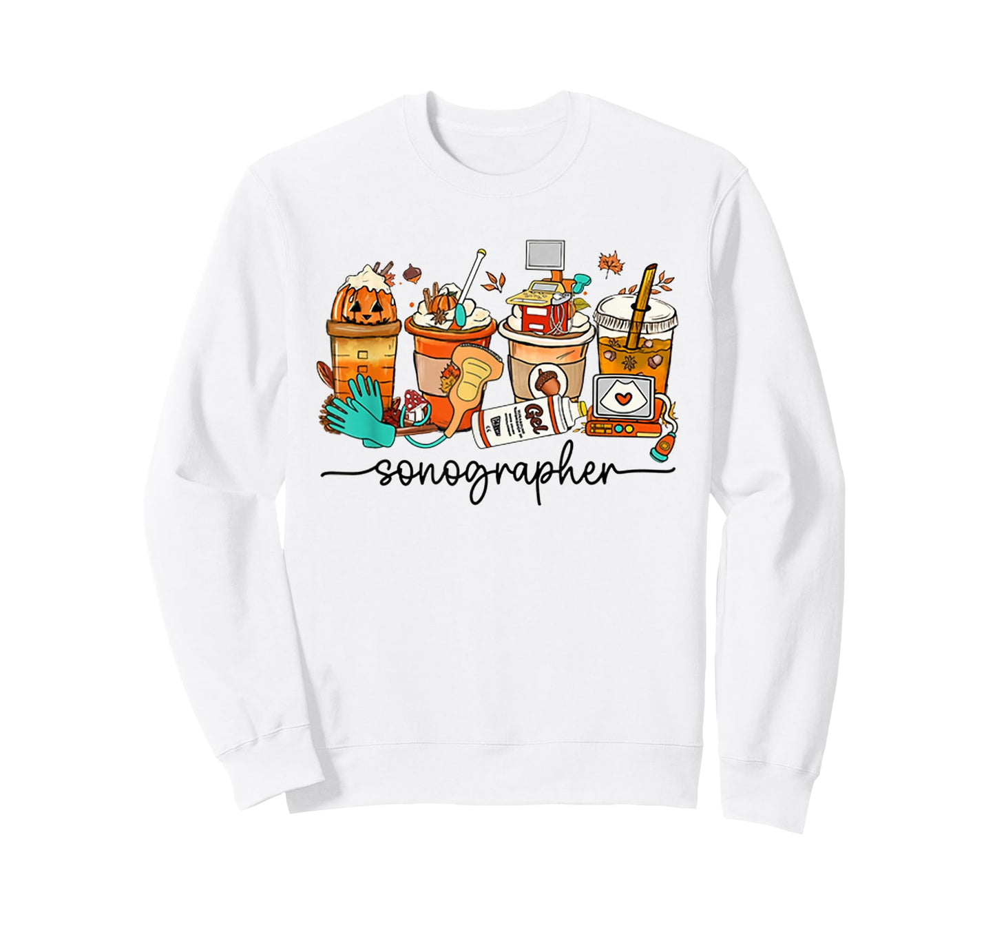 Autumn Sonographer Latte Ultrasound Pumpkin Vascular Tech T-Shirt