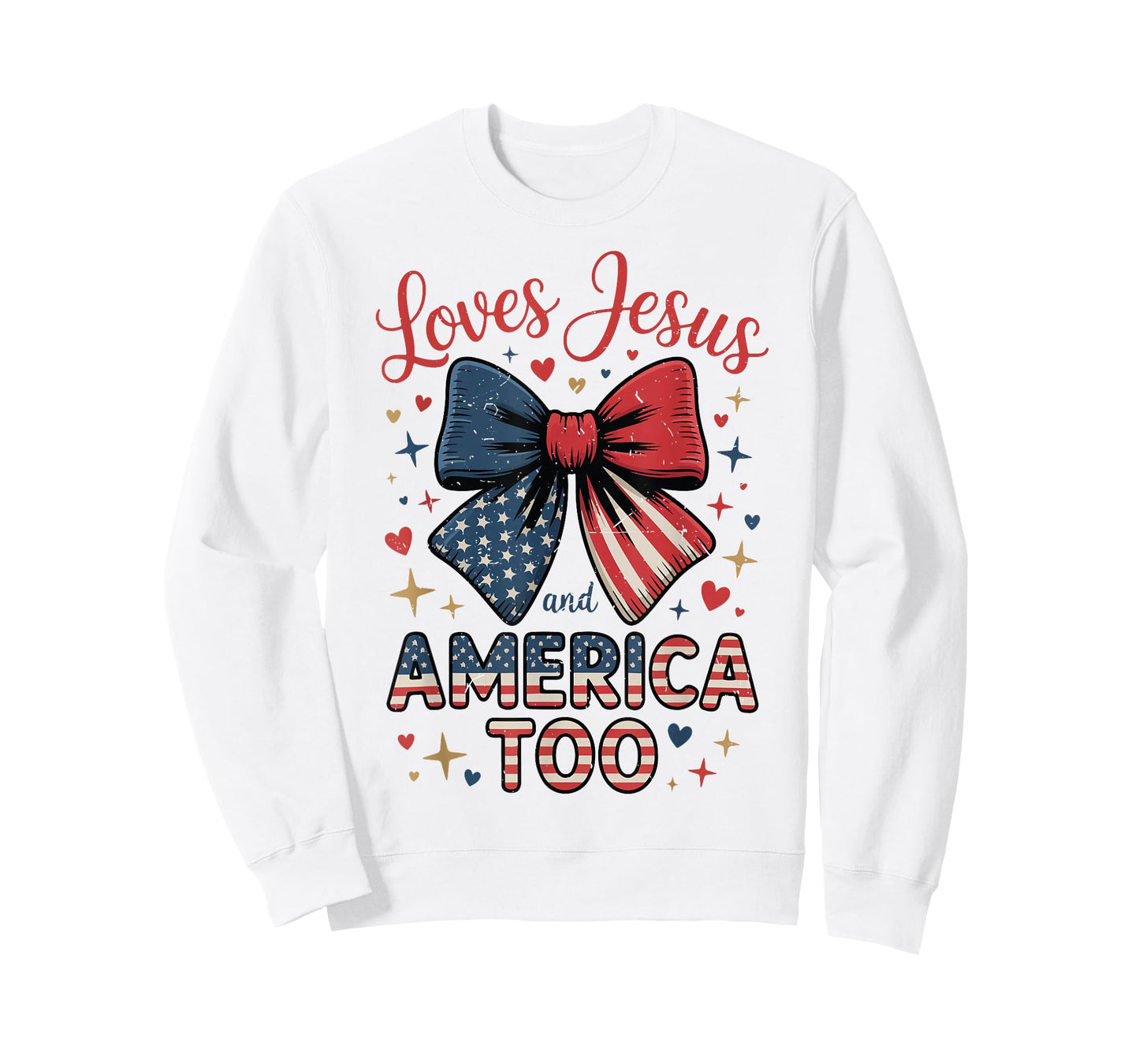 Toddler She Loves Jesus And America Too 4th July Bow Girl T-Shirt