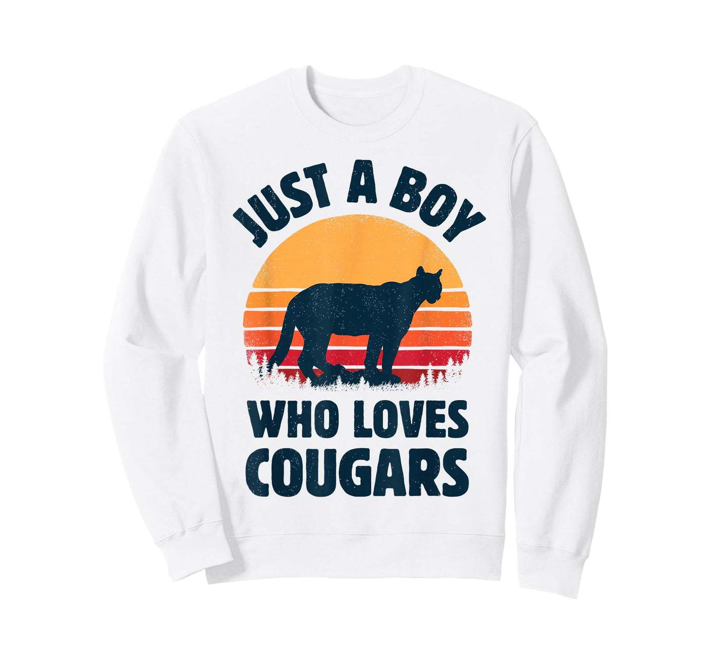 Cougar Just A Boy Who Loves Cougars Men Retro Vintage Sunset T-Shirt