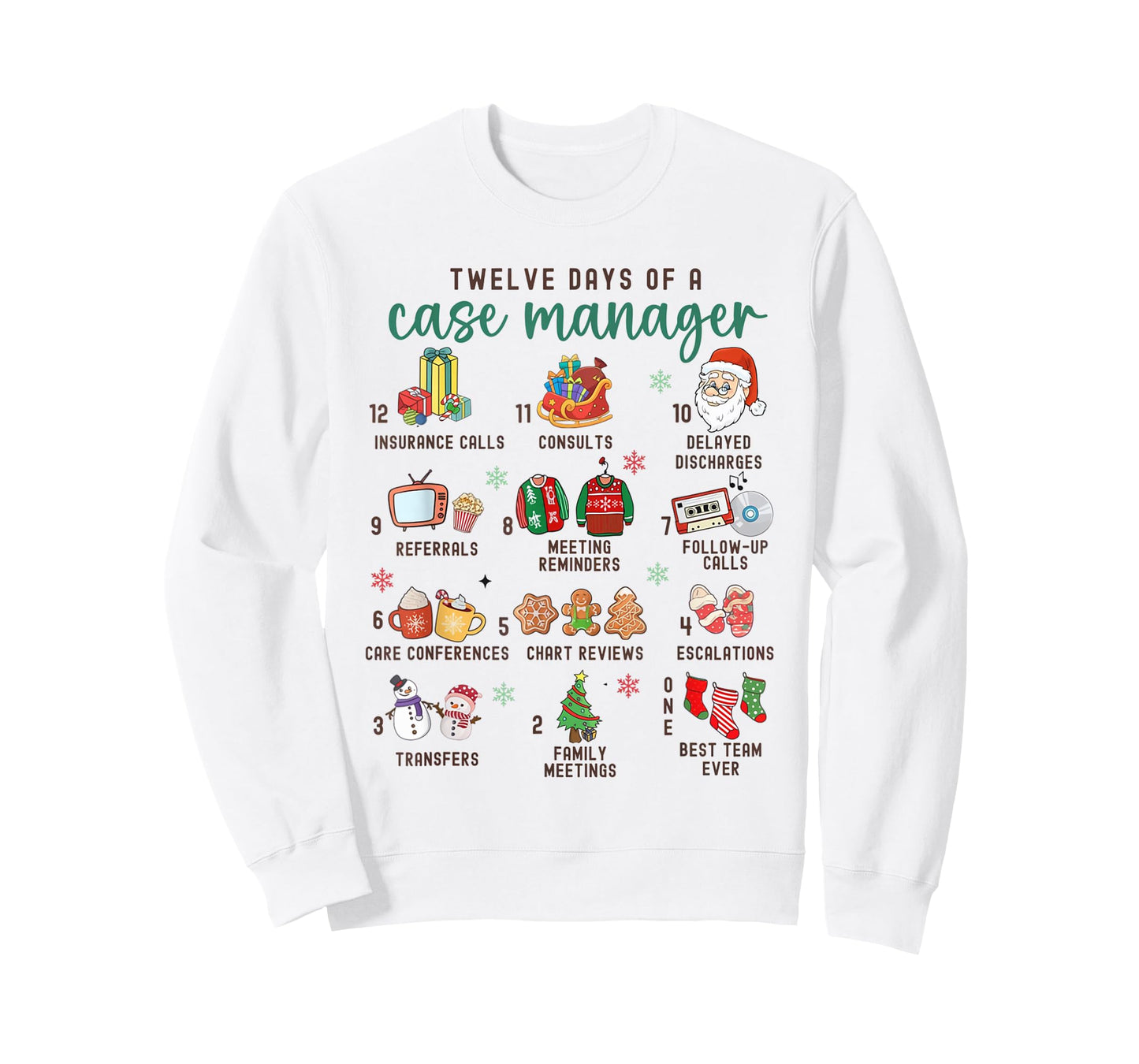 12 Days Nurse Case Management Christmas Case Manager Holiday T-Shirt