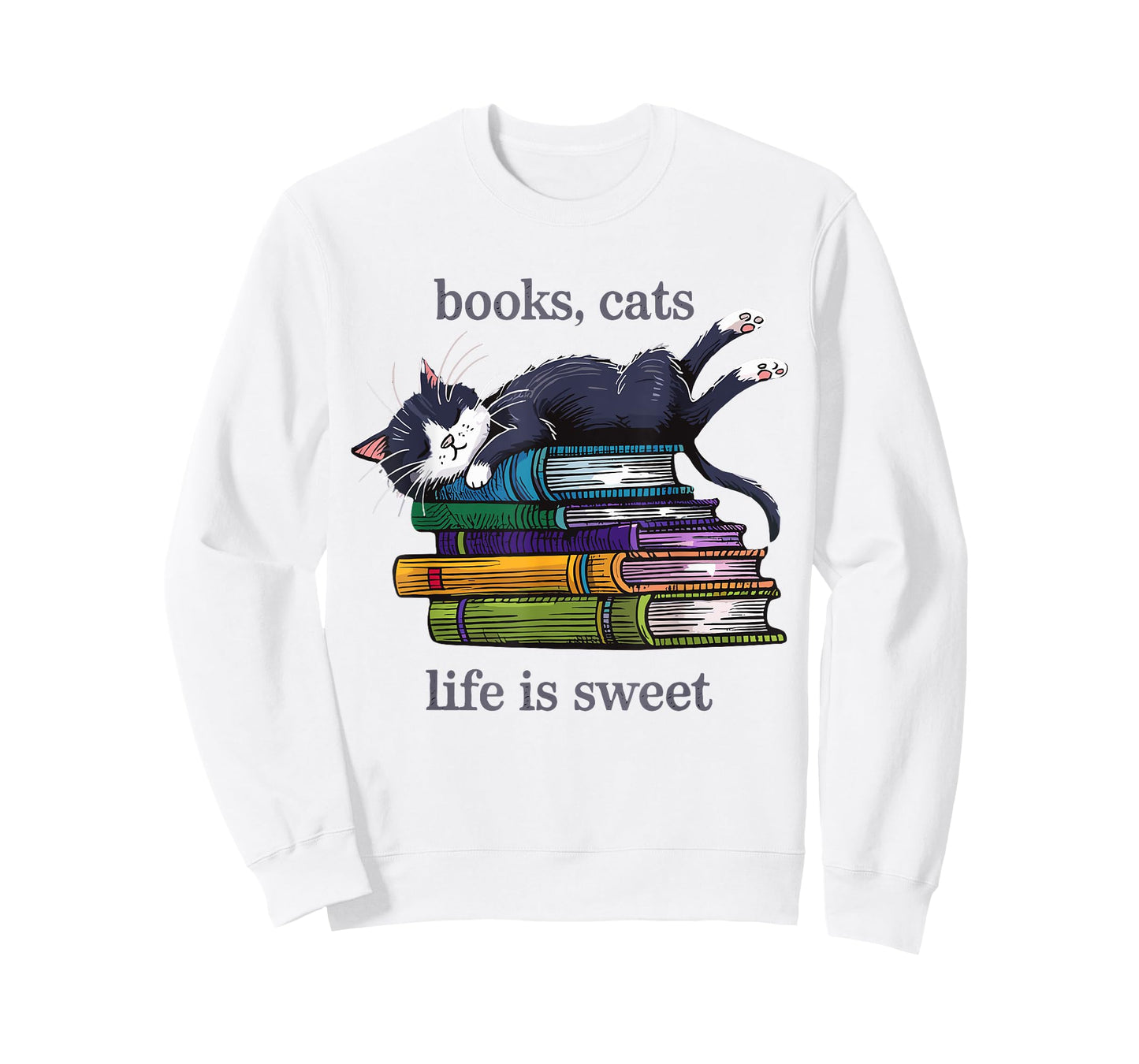 Funny Cats Books Lover Men Women T-Shirt