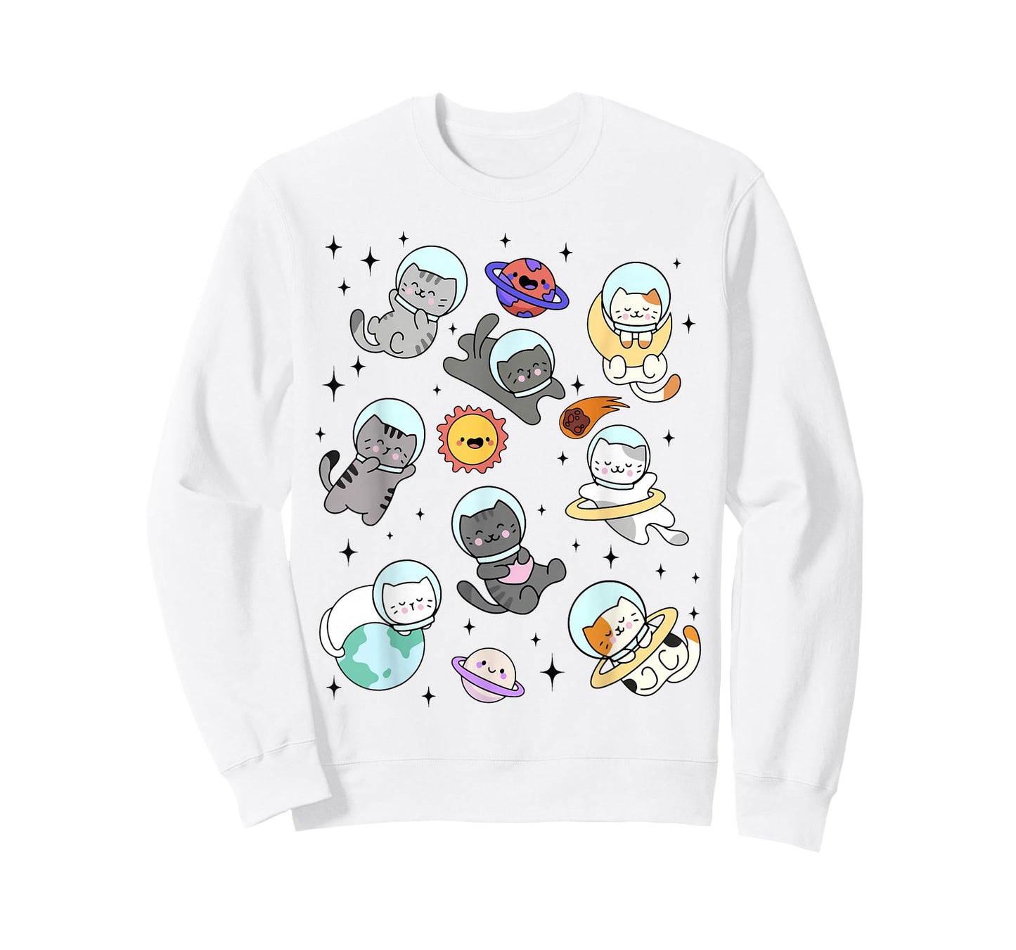 Funny Space Cats Astronaut in Space For Cat Lover Kitten T-Shirt