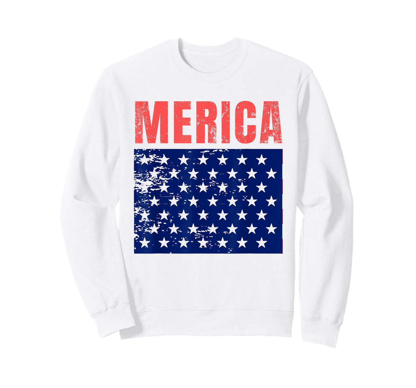 Merica Red Blue Distressed Stars Flag Patriotic American Women Men T-Shirt