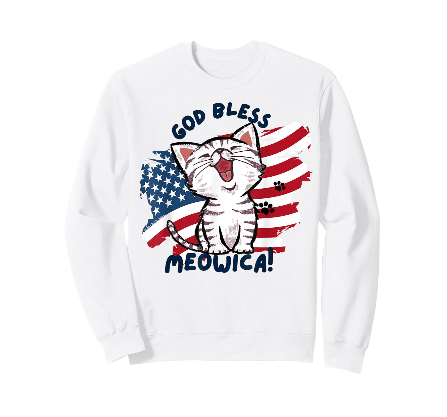Cute Cat Lovers God Bless Meowica Patriotic 4th of July T-Shirt for Women Kids Men