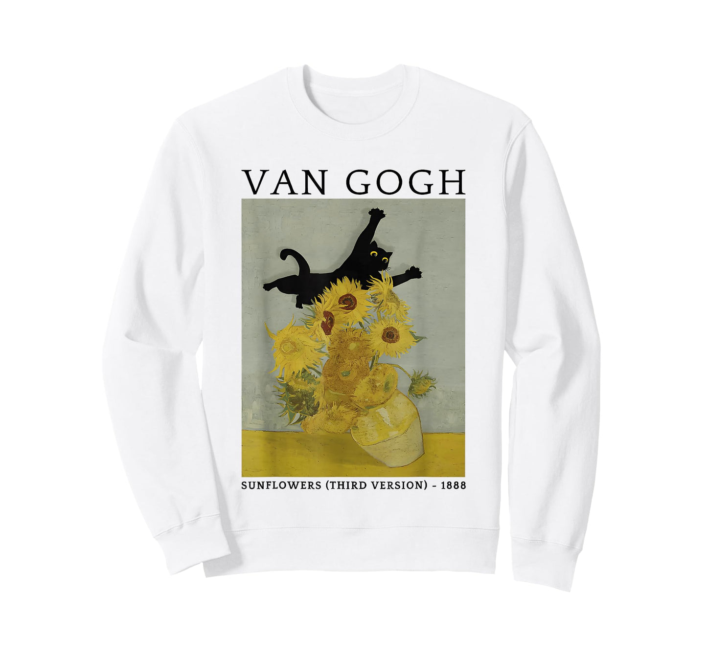 Funny Van Gogh Sunflowers Cat Meme Van Gogh Art Graphic T-Shirt