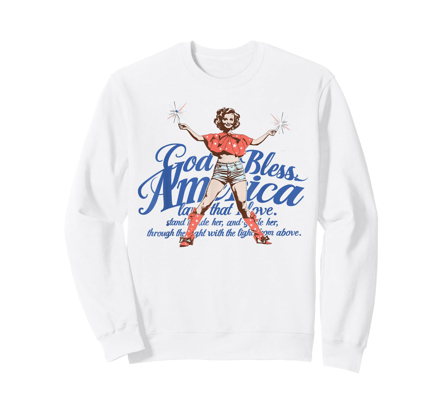 God Bless America Vintage 4th of July Pinup Coquette Bow T-Shirt
