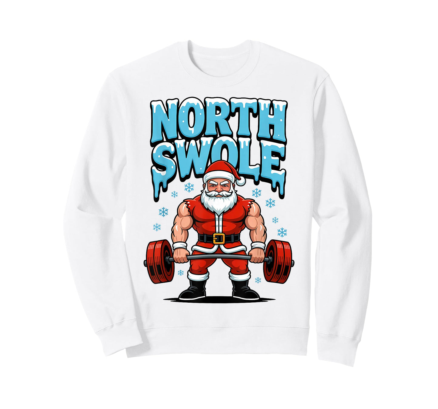North Swole Santa Funny Christmas Gym Workout Lifting Humor T-Shirt