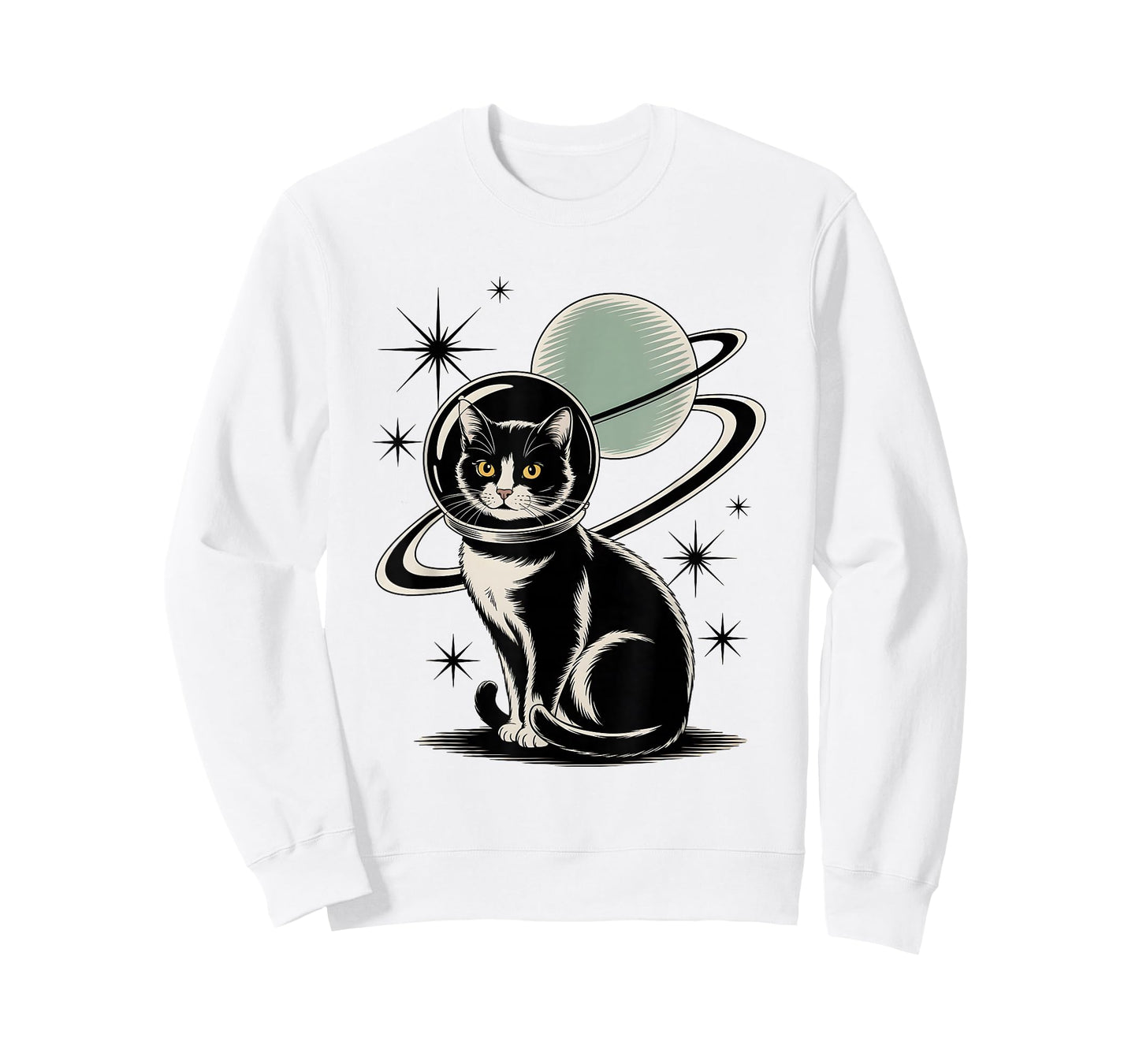 Tuxedo Cat Astronaut in Space T-Shirt