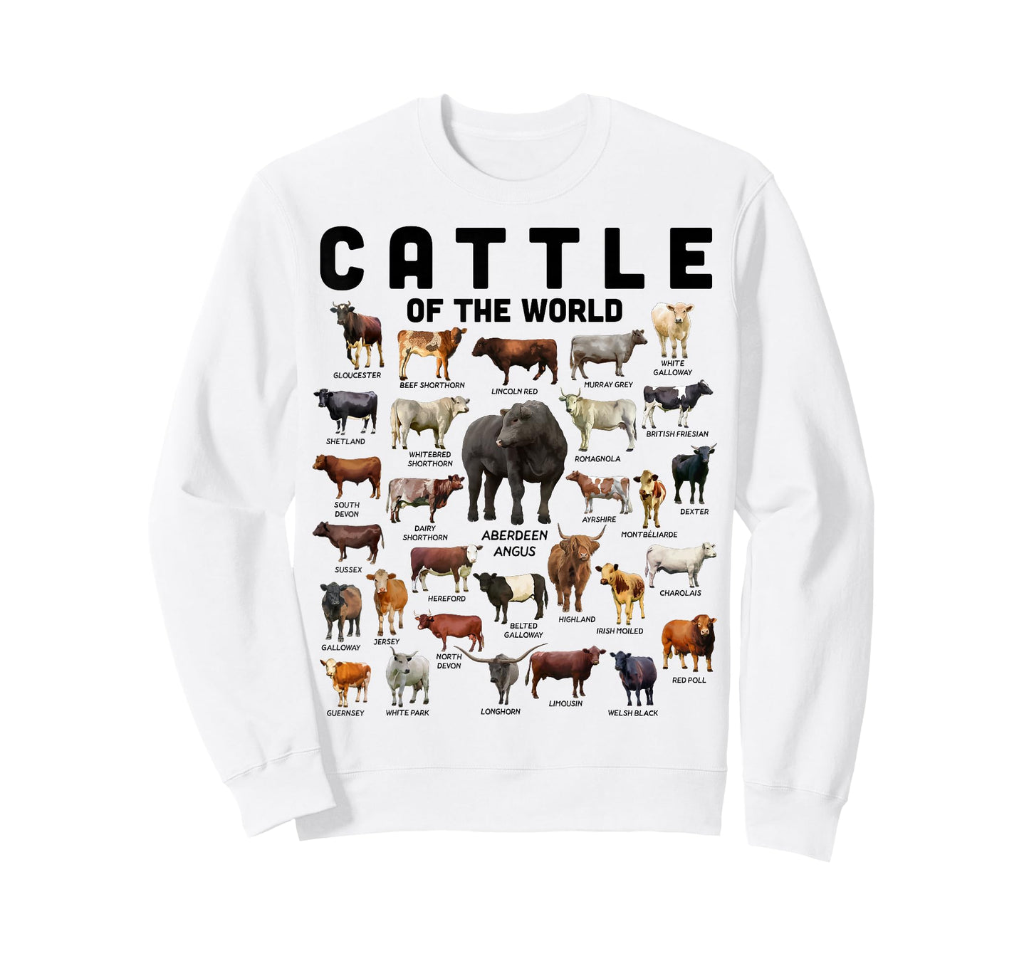 Cow Shirt Cattle Of The World Types Of Cows Funny Farmer T-Shirt