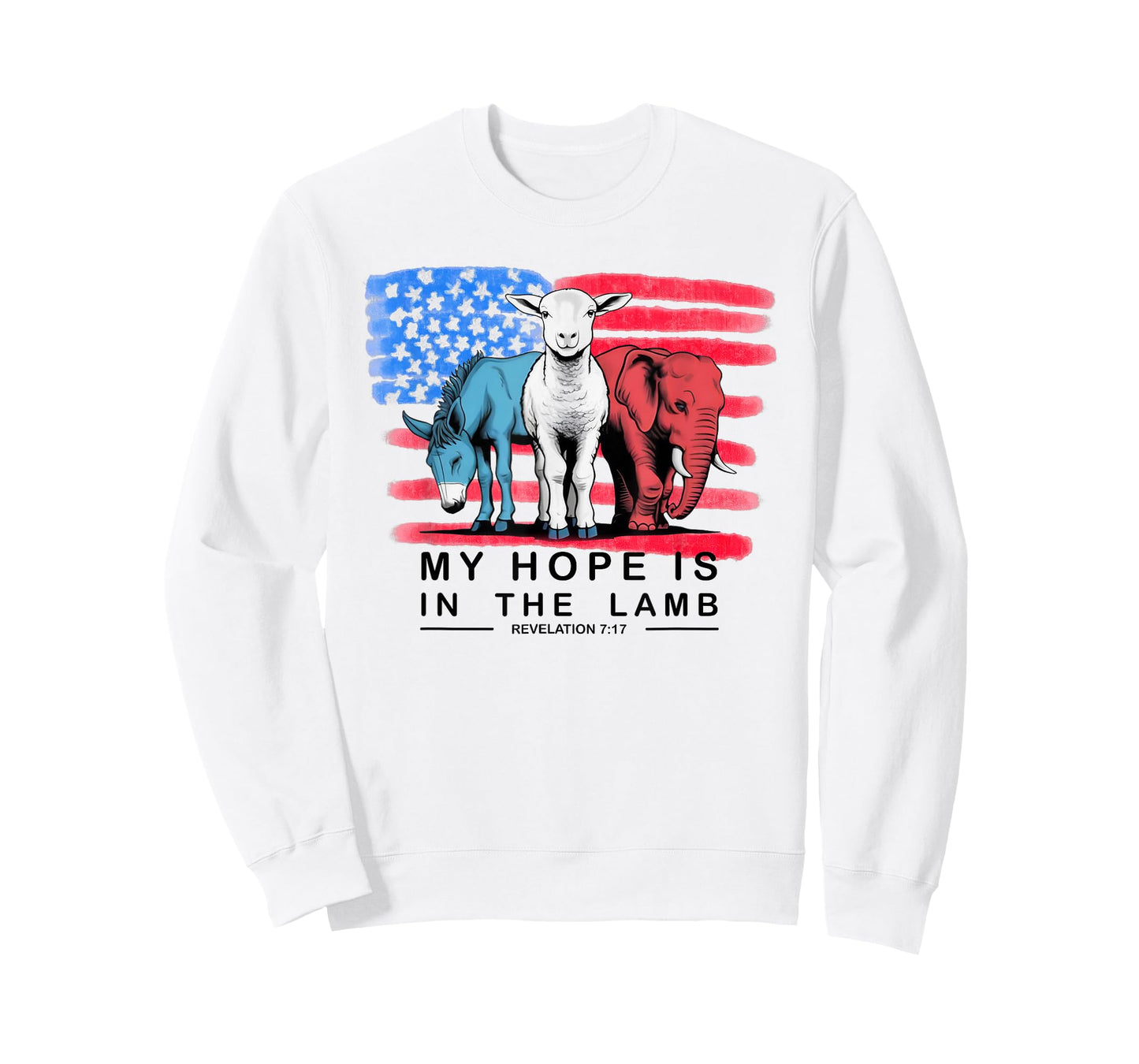 Vintage My Hope Is In The Lamb Christian God Jesus USA Flag T-Shirt