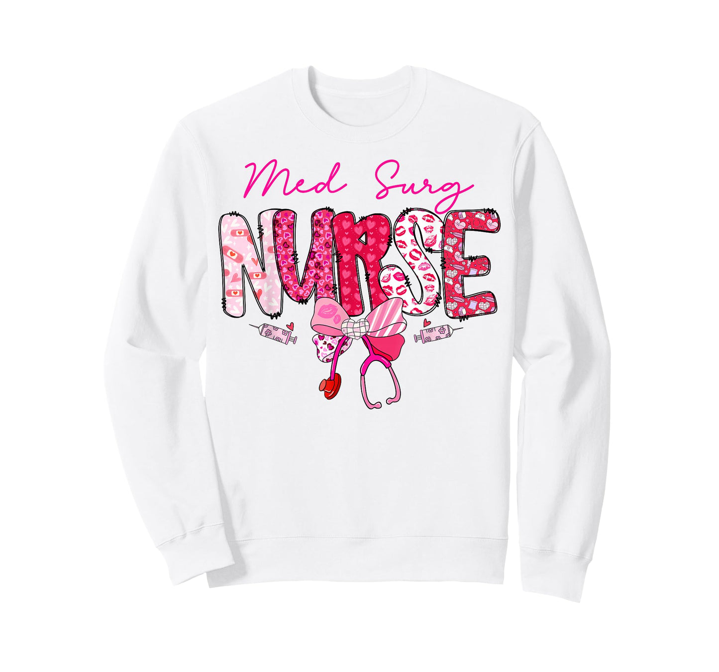 Med Surg Nurse Valentine's Day Stethoscope Coquette Bow T-Shirt