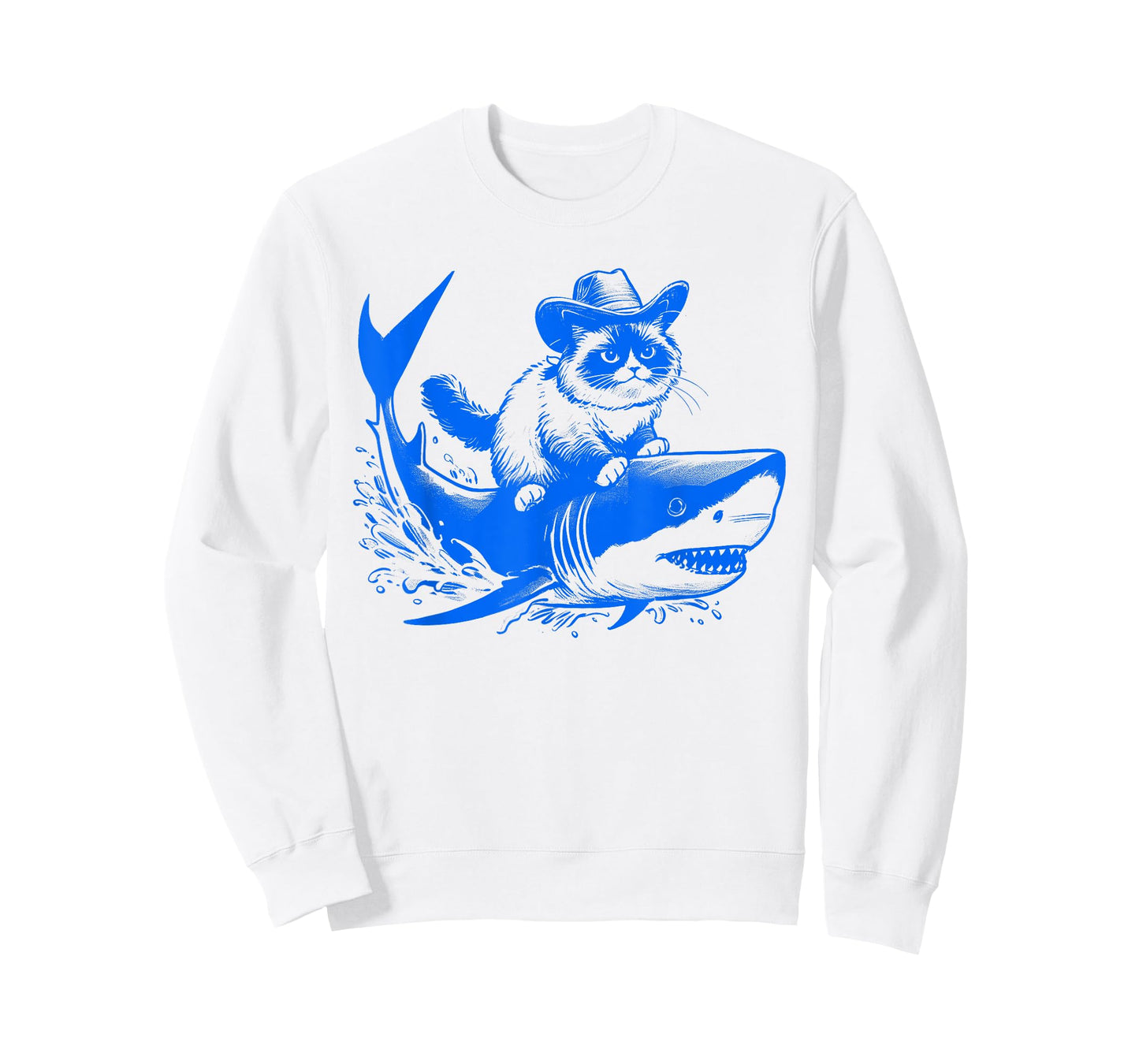 Birman Cat Riding Shark - Funny Cat Cowboy Lover T-Shirt
