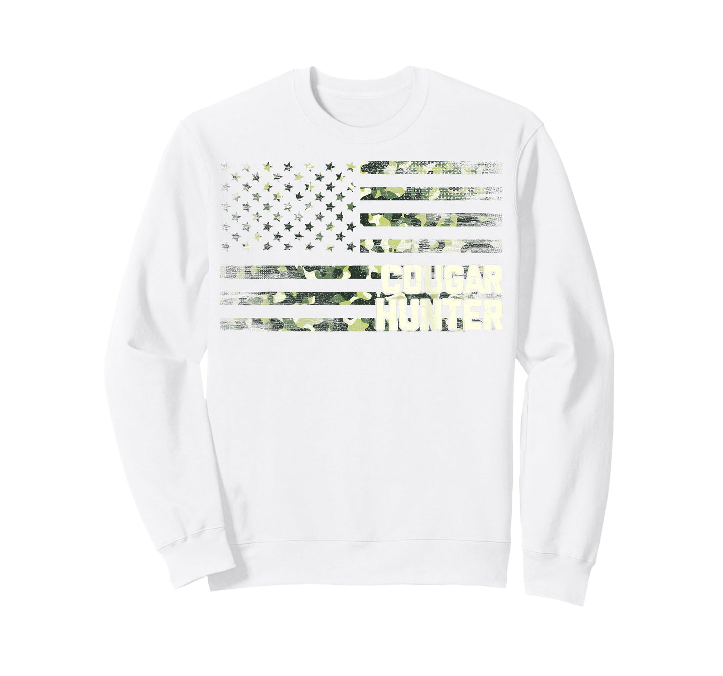 Cougar Hunter American USA Flag Cougar Hunting Camo T-Shirt