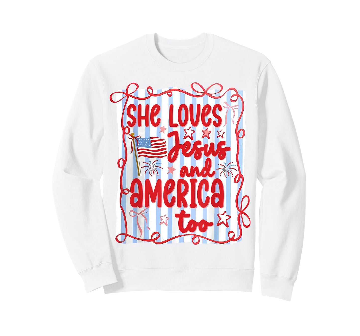4th of July She Loves Jesus and America Too Christian Women T-Shirt