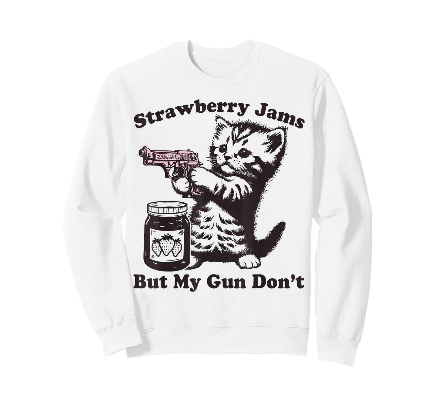 Strawberry Jams But My Gun Don't Funny Cat T-Shirt