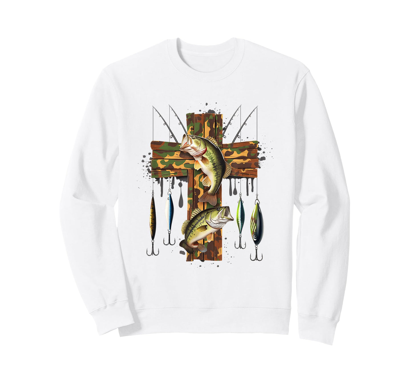 Camo Cross Fishing Christian Fishers Of Men Bible Faith Fish T-Shirt