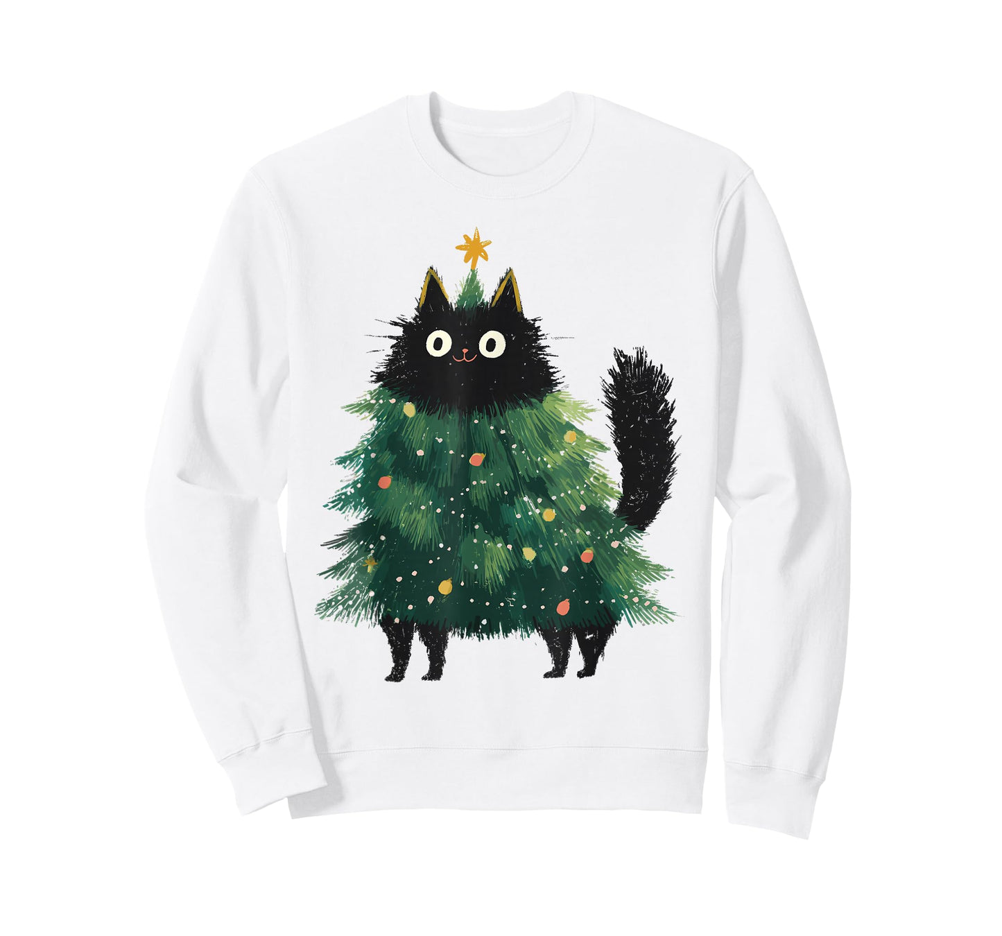 Cute Black Cat Christmas Tree Funny Kitten Lover Xmas Kids T-Shirt