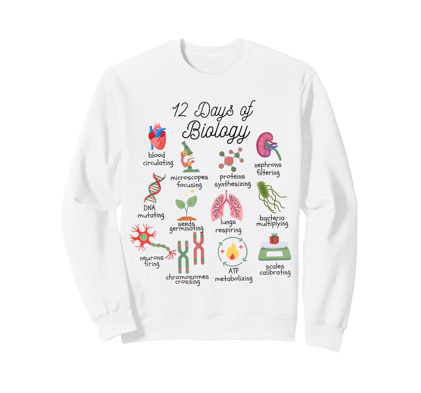 12 Days Of Biology Science Christmas Science Teacher Student T-Shirt