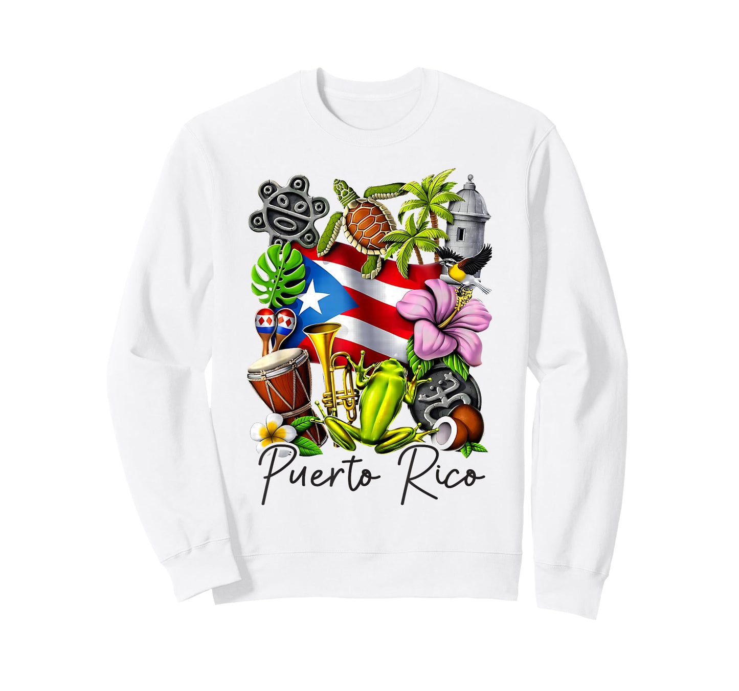 Puerto Rico Flag Floral Frog Boricua Women Hispanic Heritage T-Shirt