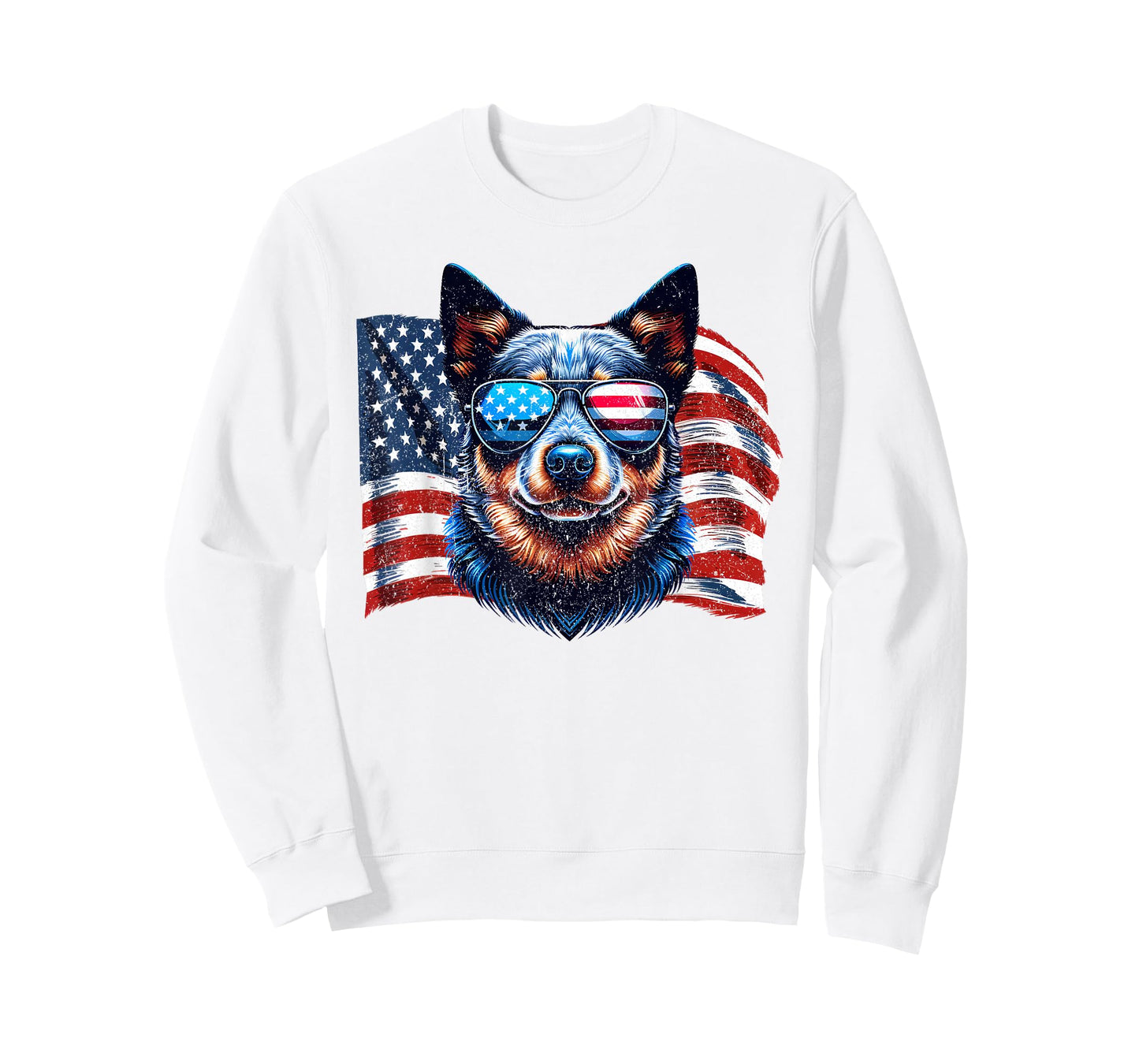 Vintage Australian Cattle Dog American Flag Sunglasses Pets T-Shirt