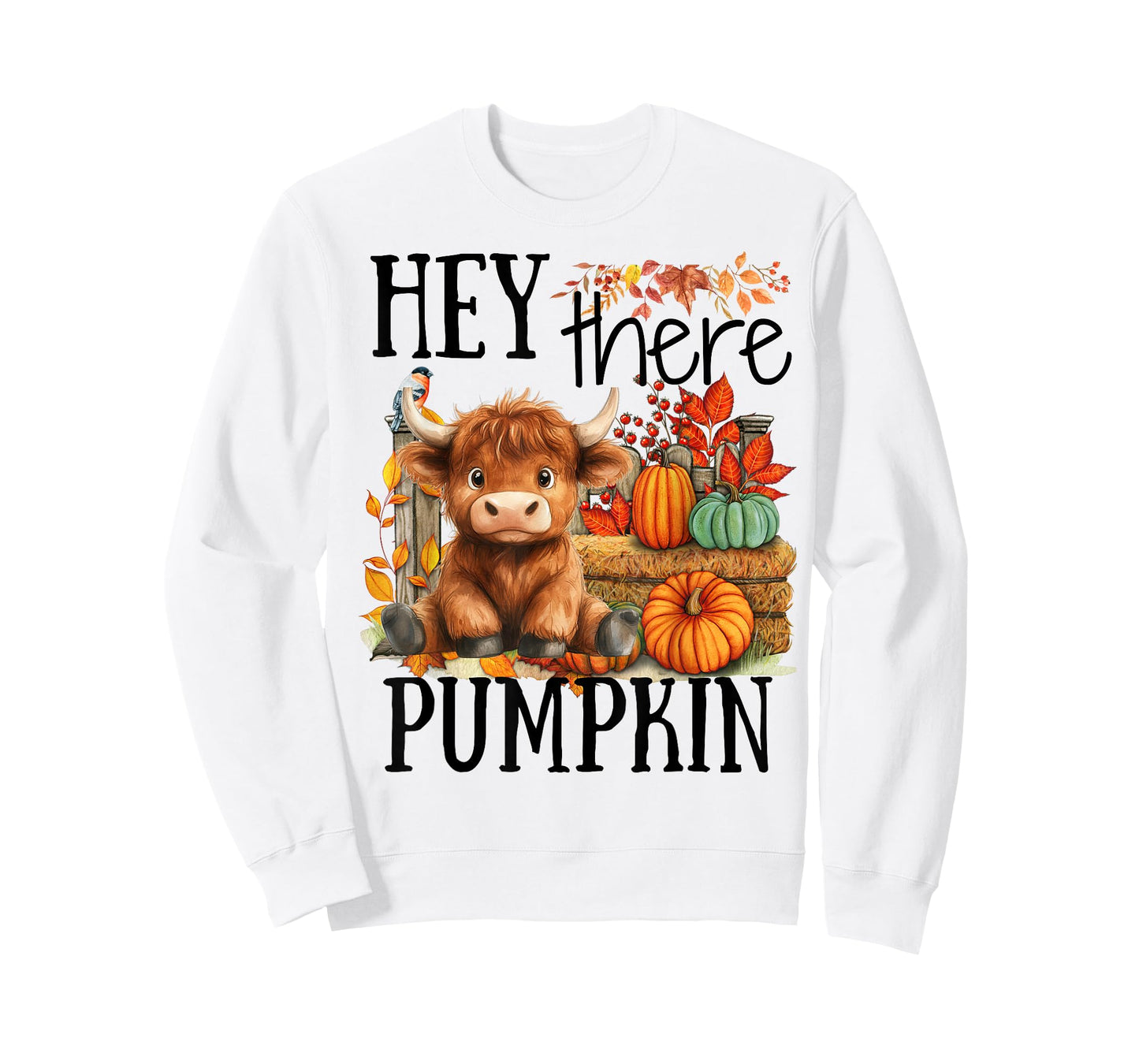 Cute Fall Highland Cow Hey There Pumpkin Autumn Thanksgiving T-Shirt