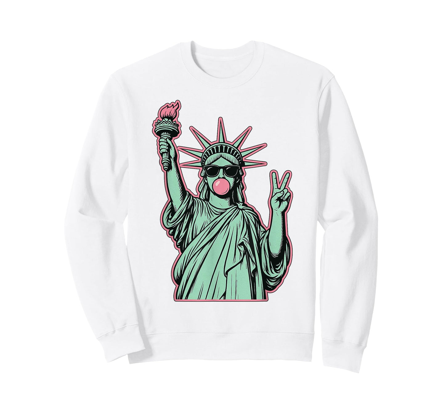 Funny 4th Of July Statue Of Liberty Blowing Bubble Gum Girl T-Shirt