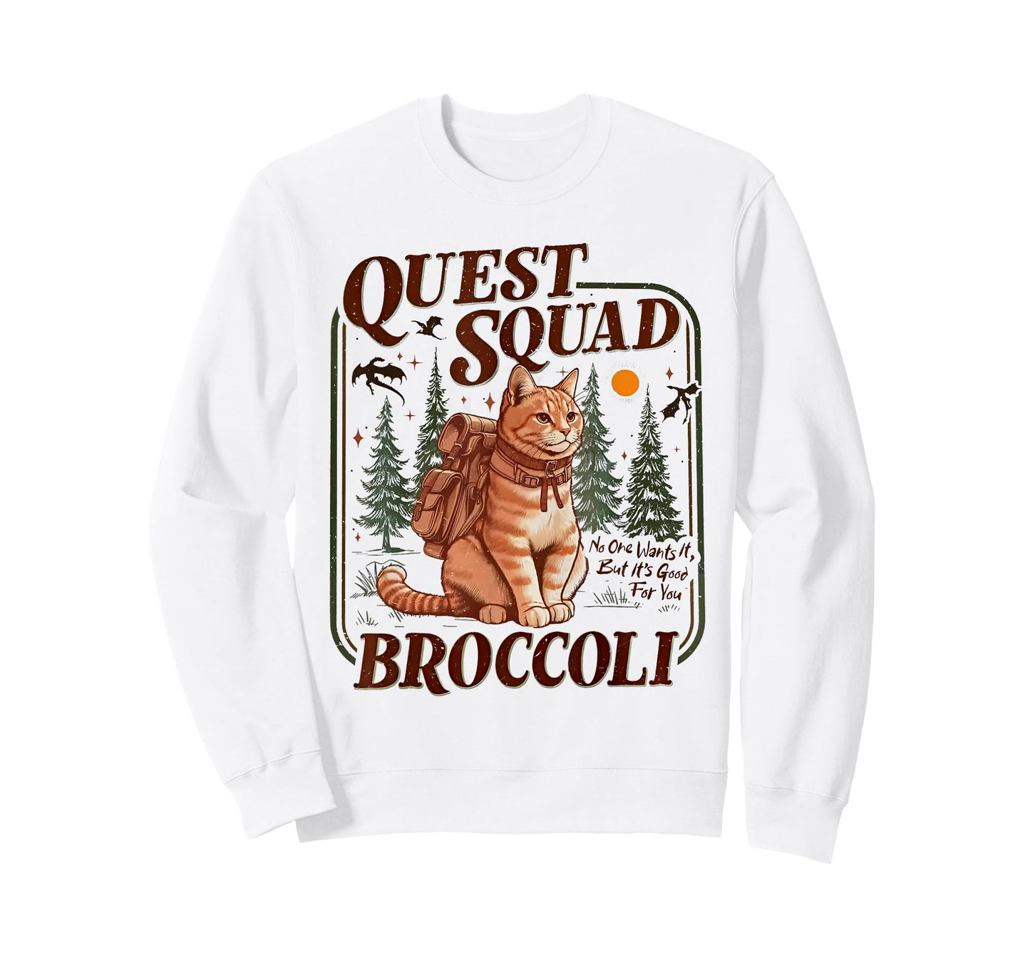 Quest Fantasy Squad Broccoli Funny Cat T-Shirt