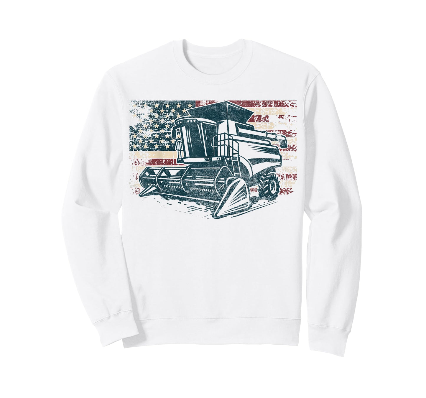 American Flag Combine Harvester Farming Patriotic Farmer T-Shirt